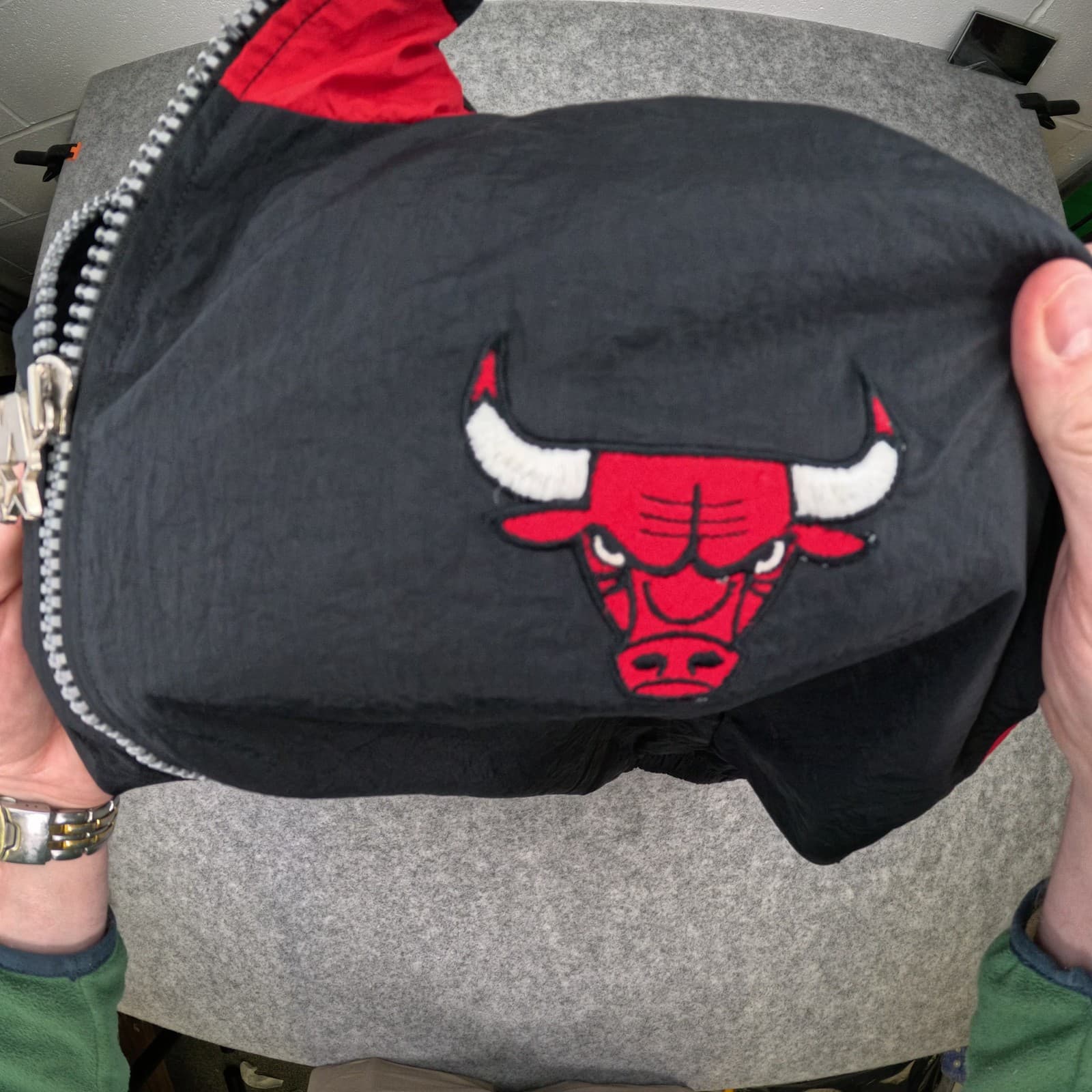 Chicago Bulls Jacket Mens Medium Black Starter Long Sleeve Basketball Zip 90s photo 7