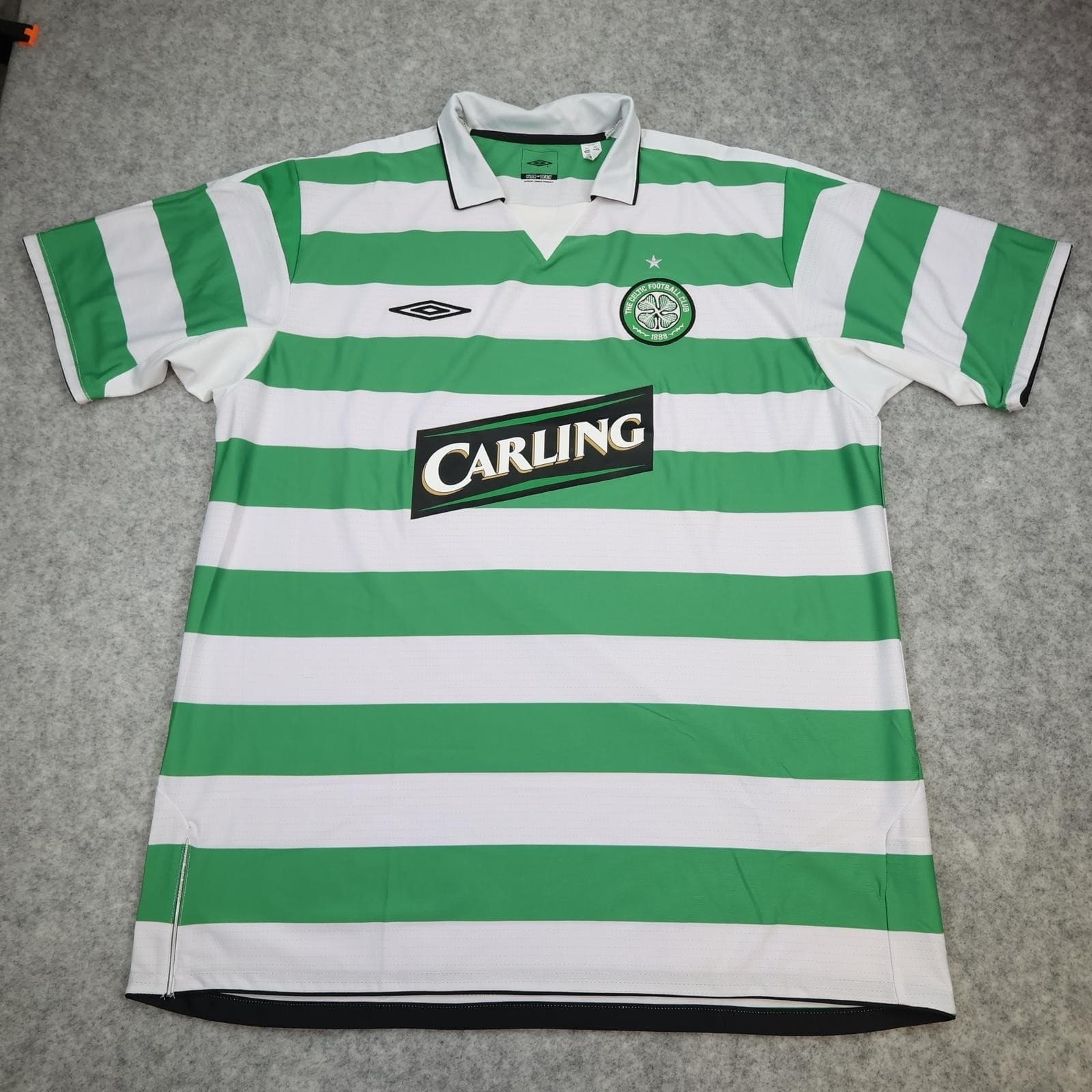 Vintage Celtic Shirt Mens 2XL Green White Home Football Umbro 2004 2005 Carling