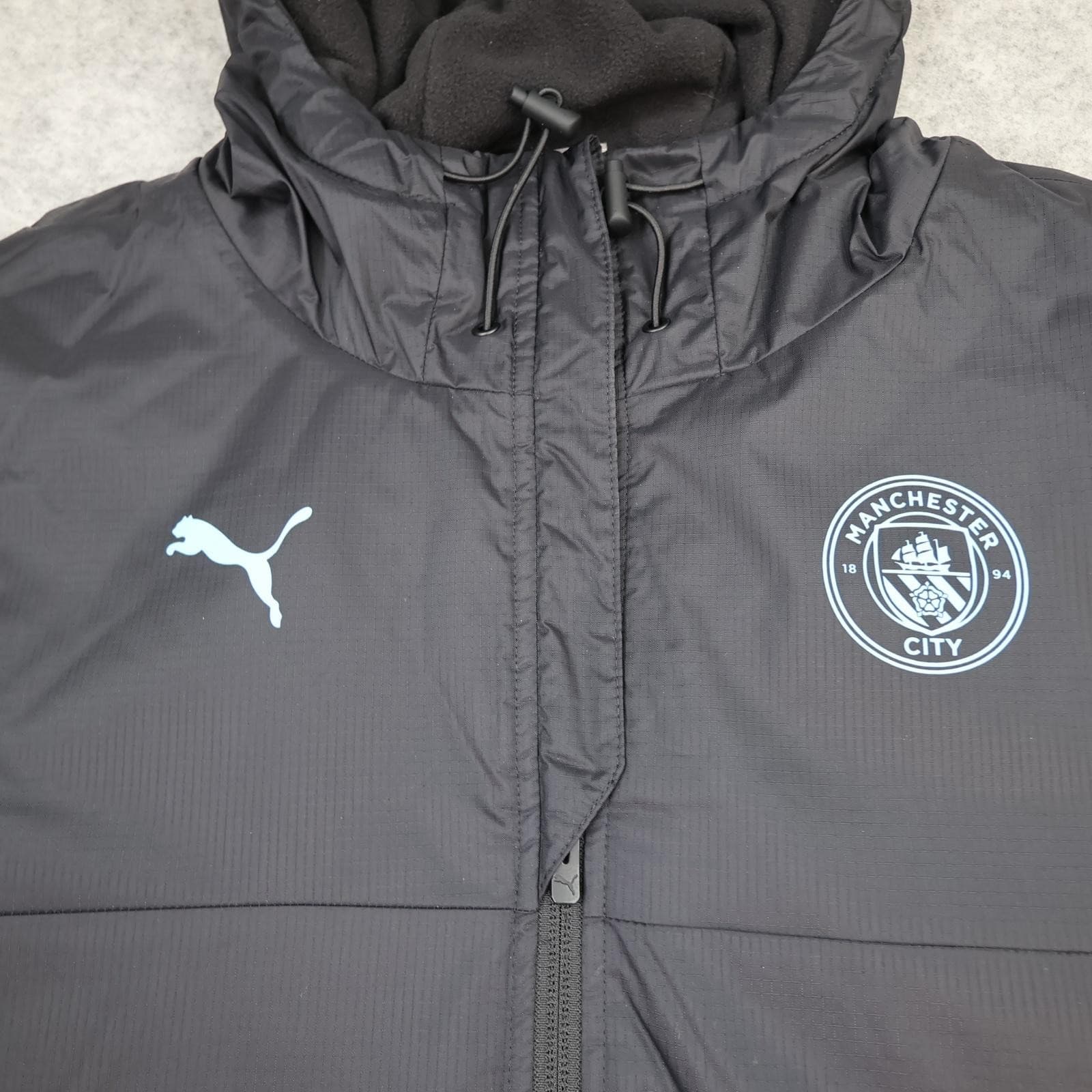 Manchester City Jacket Mens XL Black EPL Football Puma Hooded Raincell Coat photo 3