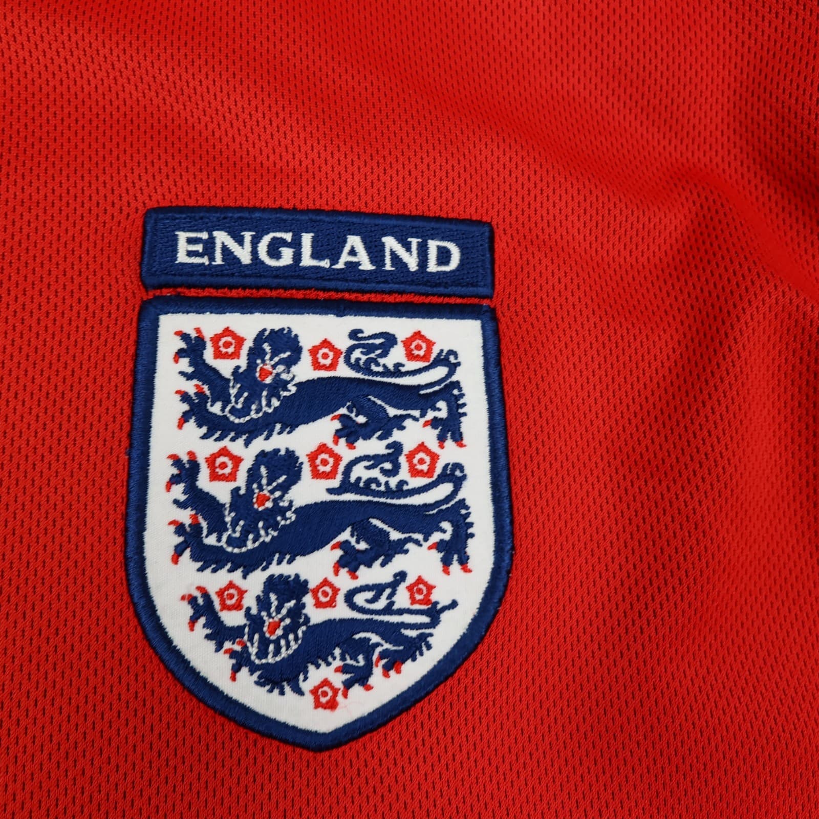England Football Shirt Large Red Away Kit 2002 2004 Soccer Jersey David Beckham photo 4