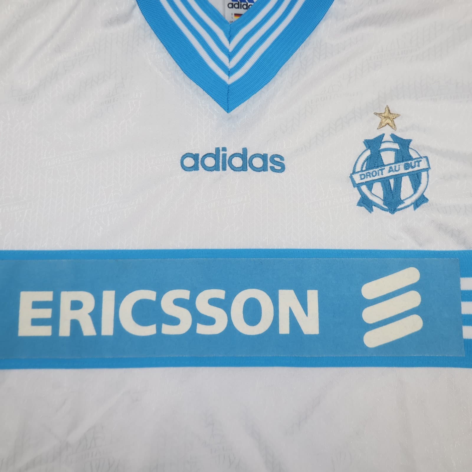 Vintage Marseille Football Shirt Large White Home Kit 1997 1998 Adidas Jersey photo 5