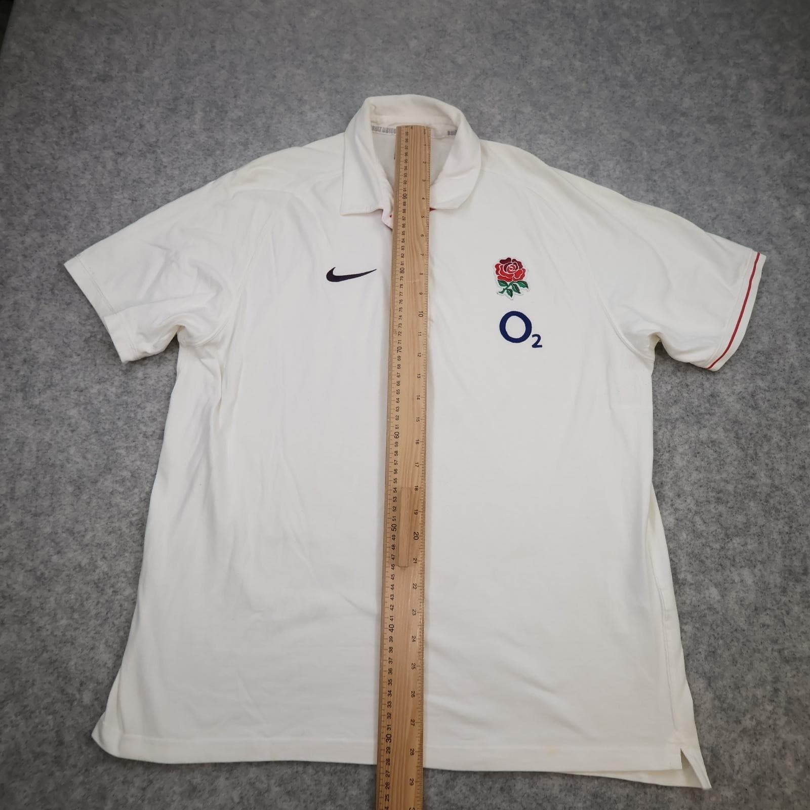 England Rugby Shirt Mens XL White Short Sleeve Rugby Union Nike O2 Polo Jersey photo 9