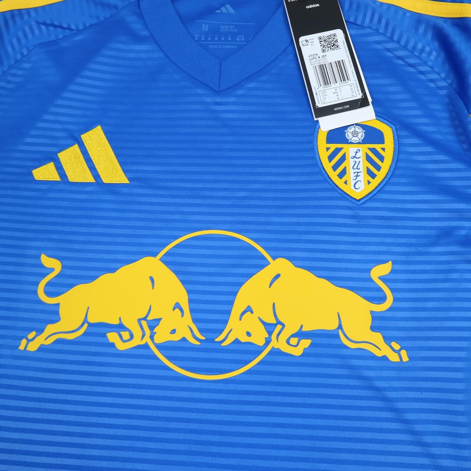 Leeds United Shirt Mens Medium Blue Away 2025 2026 Adidas Red Bull Soccer Jersey photo 3