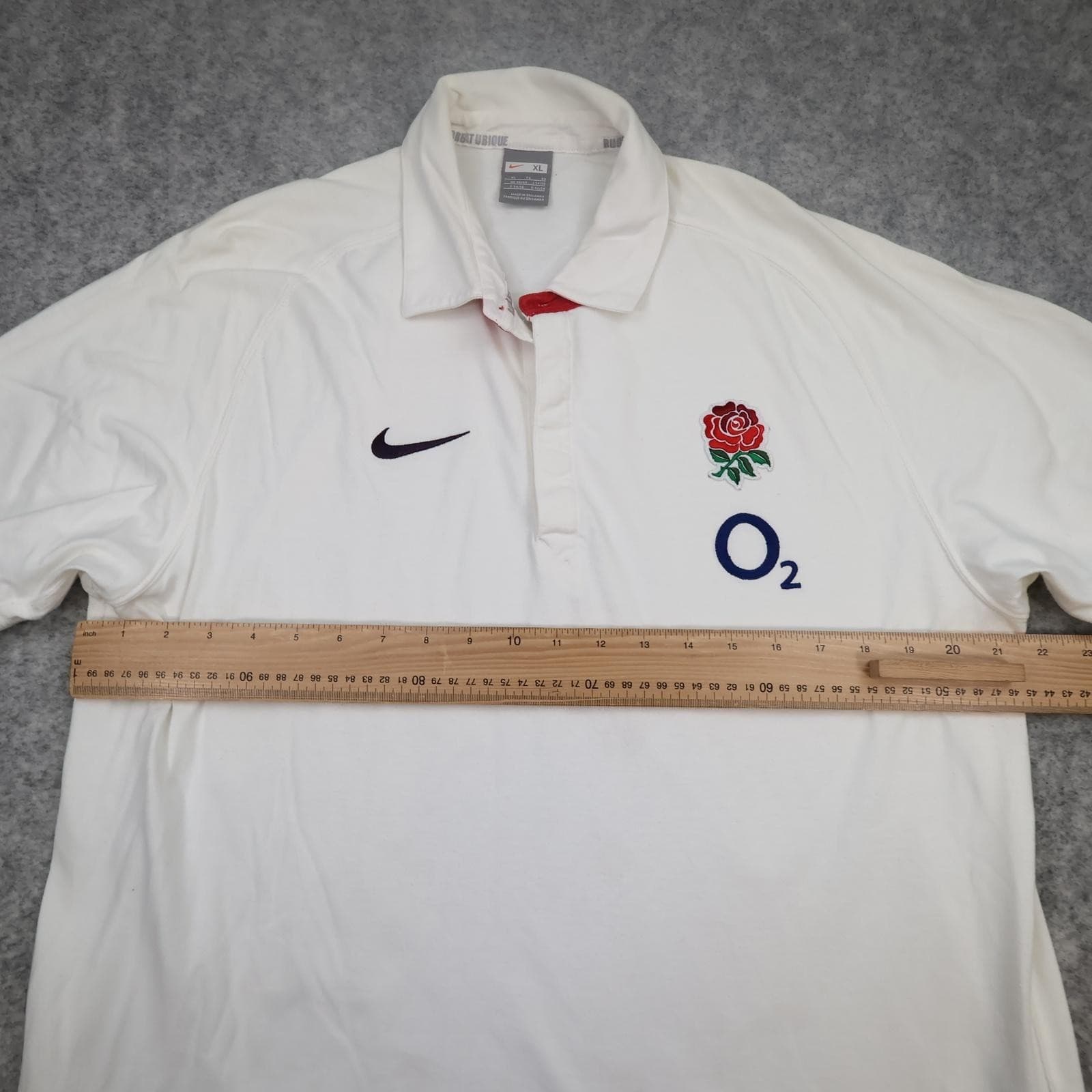 England Rugby Shirt Mens XL White Short Sleeve Rugby Union Nike O2 Polo Jersey photo 7