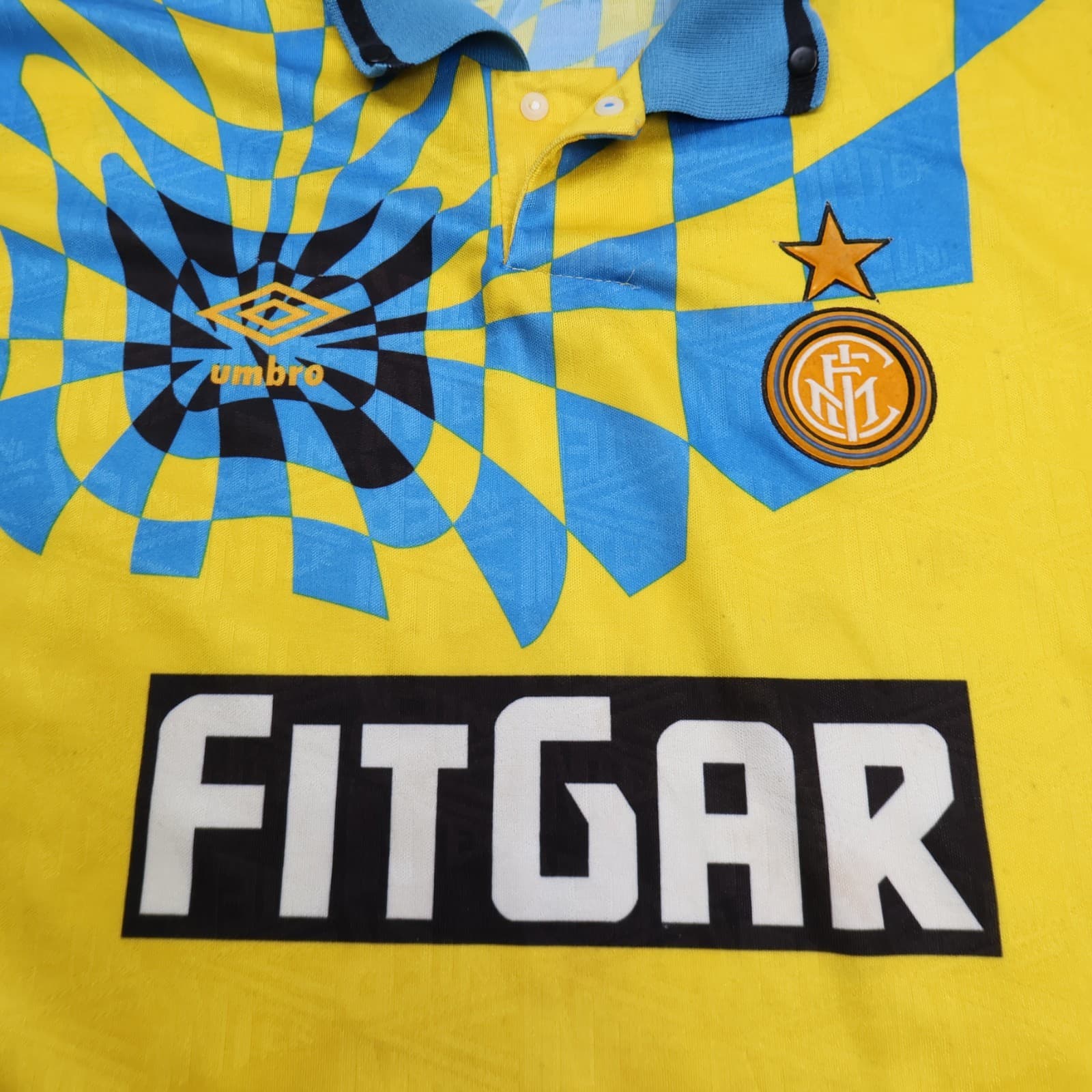 Vintage Inter Milan Shirt Yellow Third Umbro Football Soccer Jersey 1991 1992 photo 3