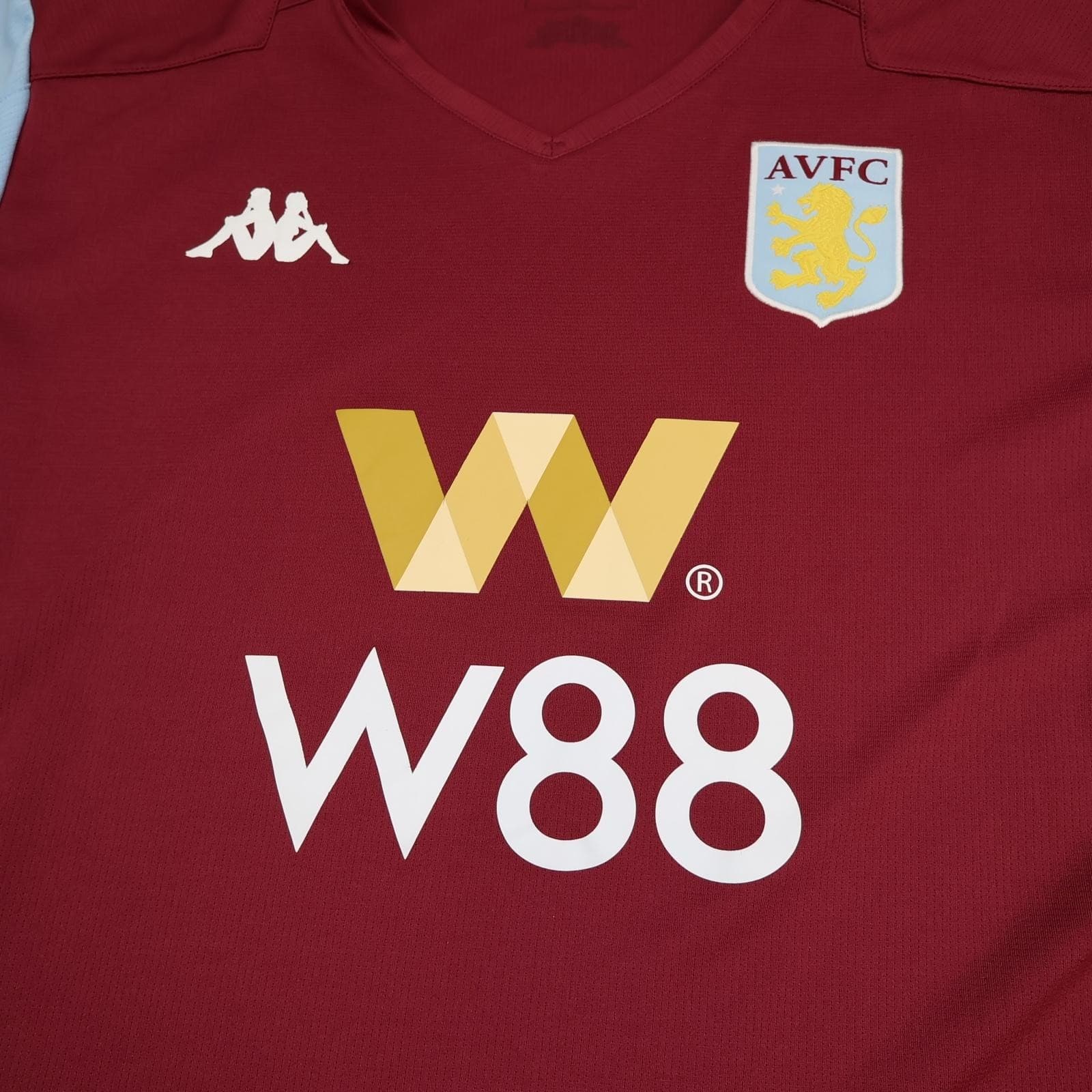 Aston Villa Shirt Mens XL Red Home 2019 2020 EPL Football Kappa W88 Jersey photo 2