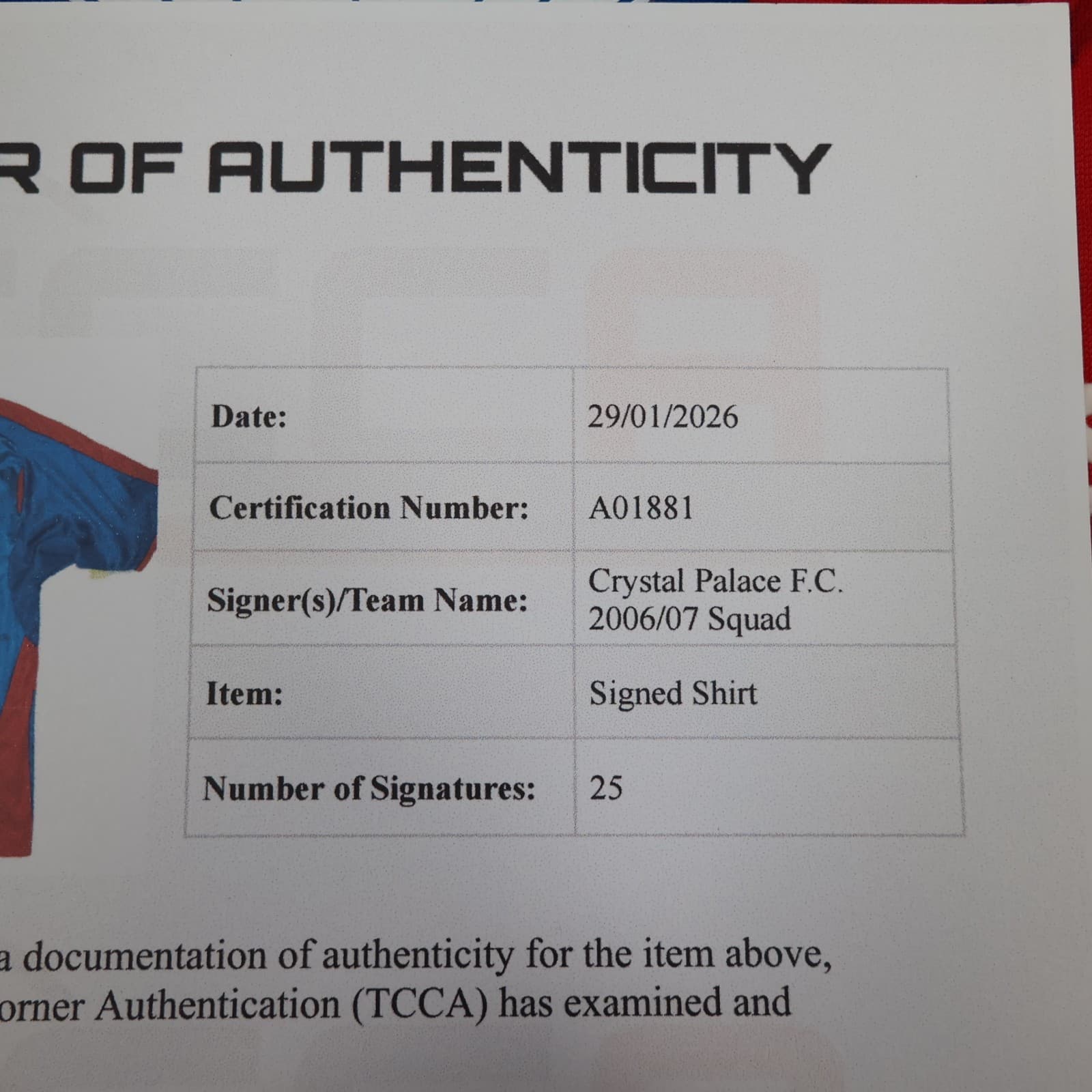 Crystal Palace Shirt Medium Home Kit 2006 2007 Squad Signed COA Included photo 5