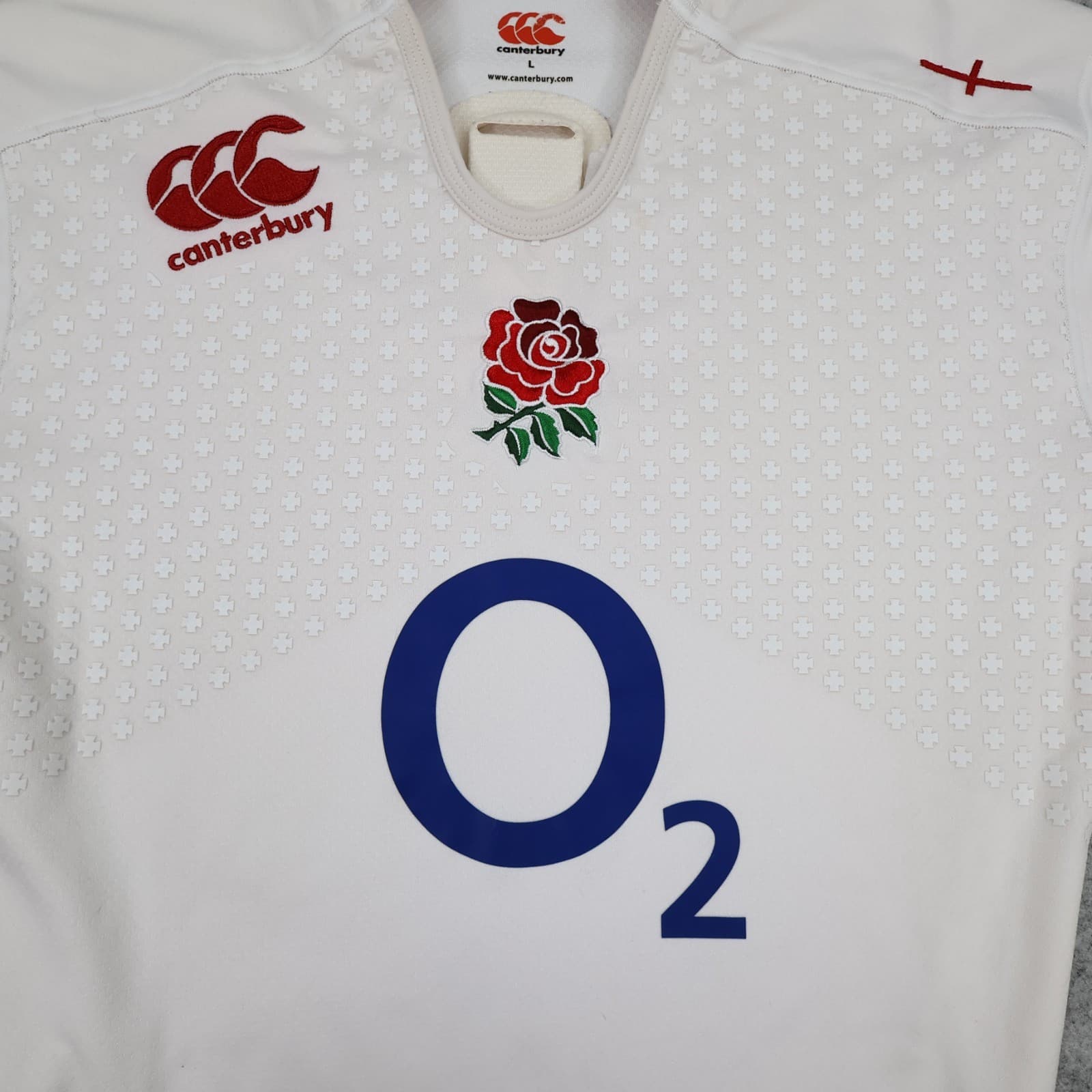 England Rugby Shirt Large White Home Kit 2014 2016 Nike Jersey Player Issue photo 3