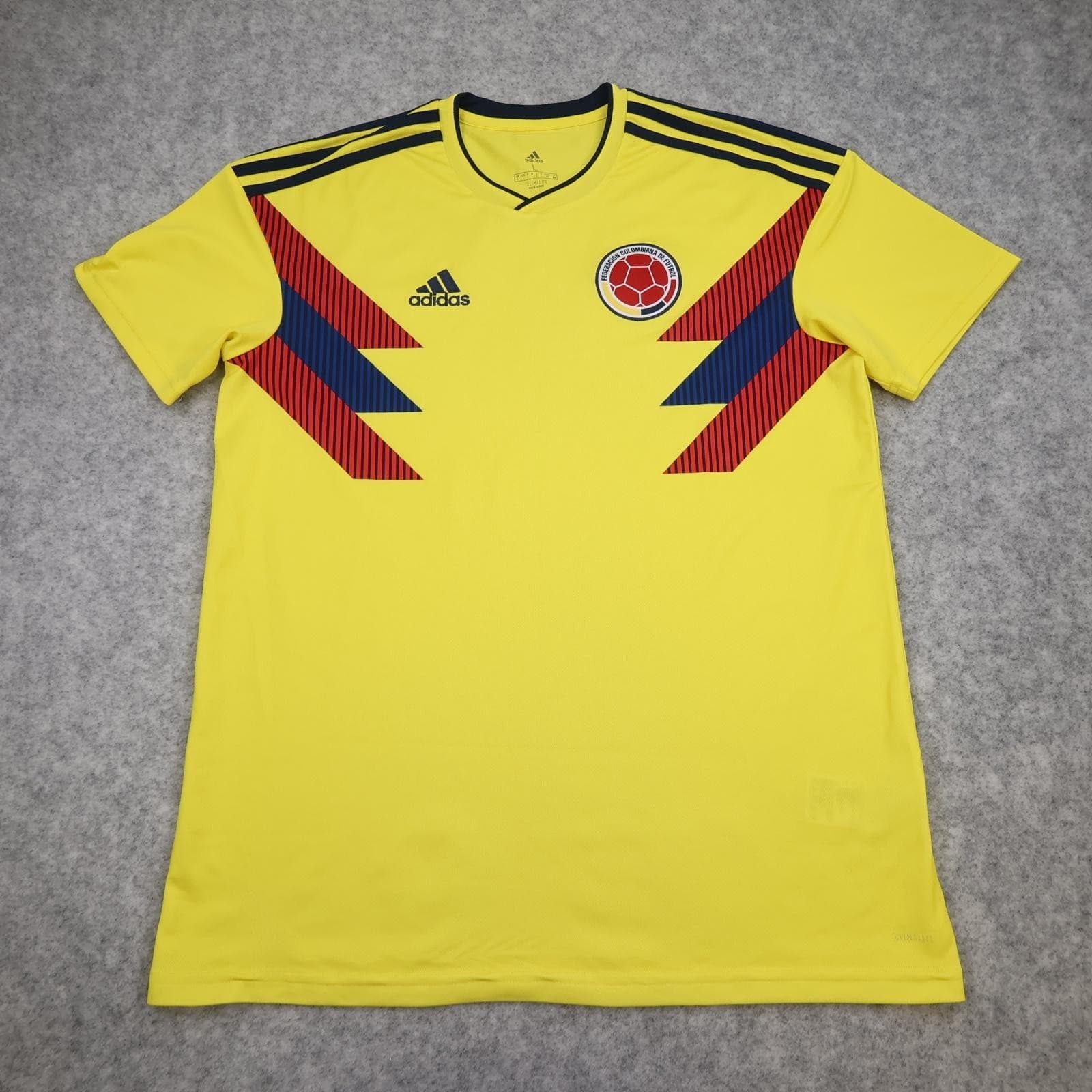 Colombia Home Shirt Mens Large Yellow 2018 2019 Football Adidas Climalite Jersey