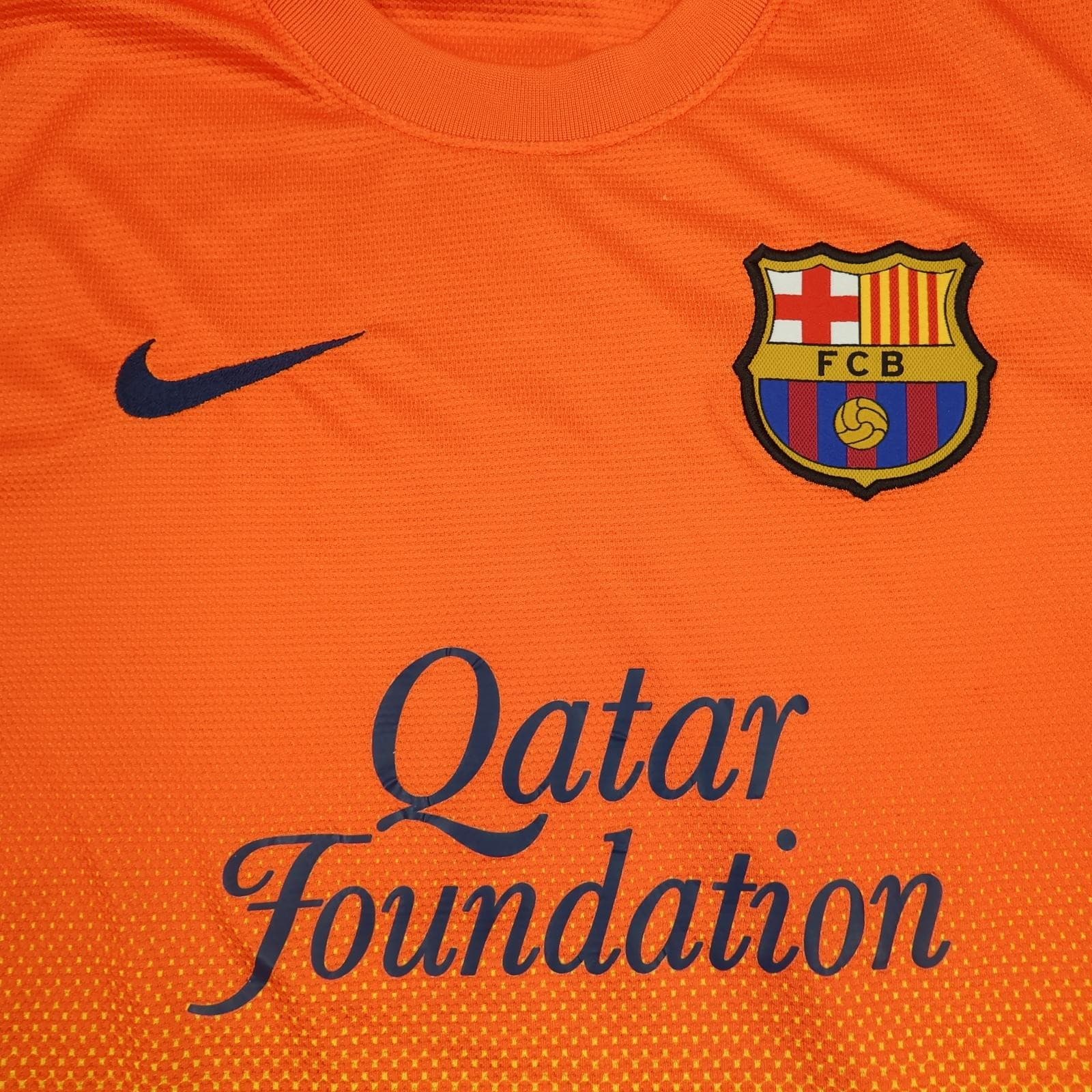 Barcelona Shirt Mens Small Orange Away 2012 2013 Football Nike Qatar Foundation photo 5