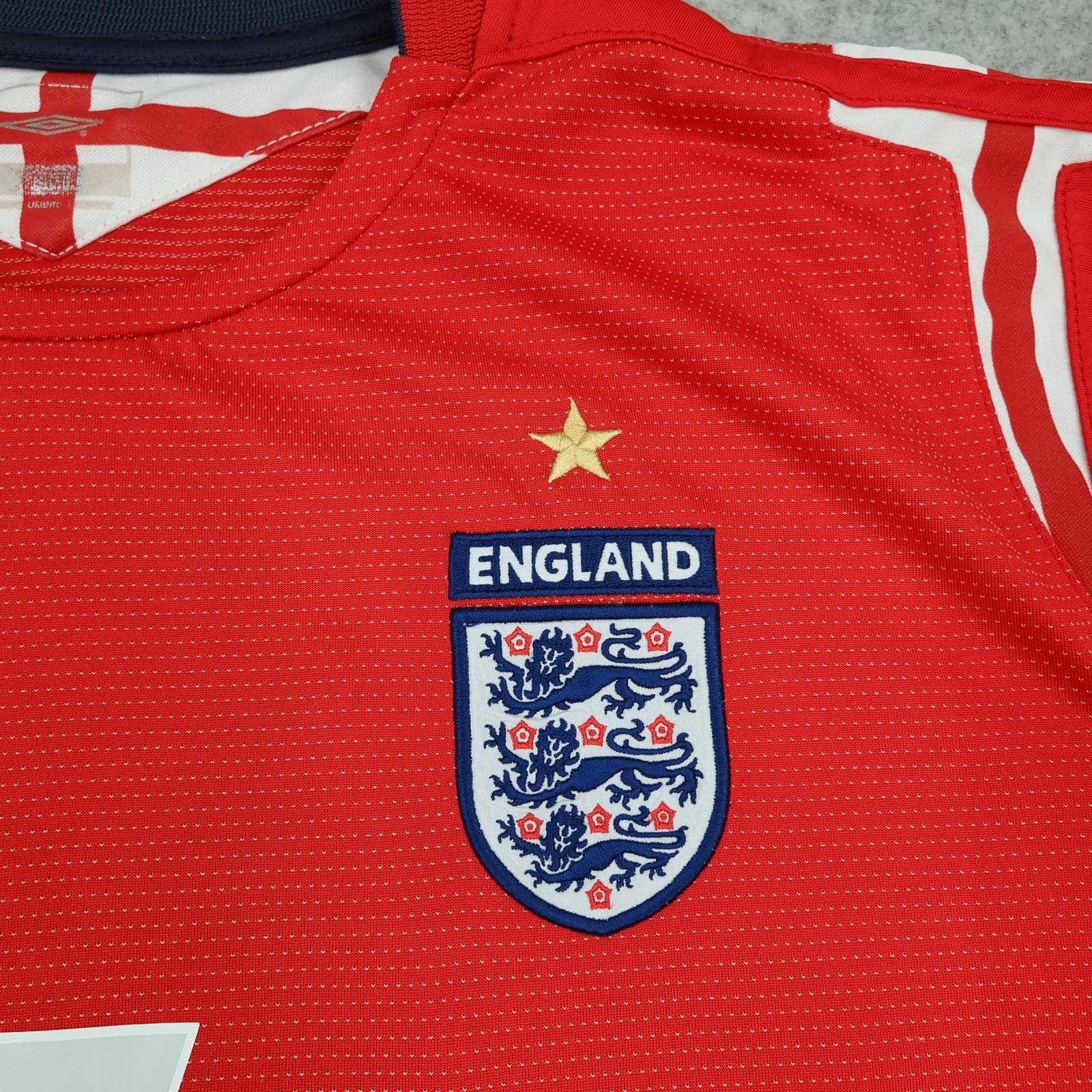 Vintage England Away Shirt Mens XL Red 2004 2006 Football Umbro Beckham Jersey photo 6
