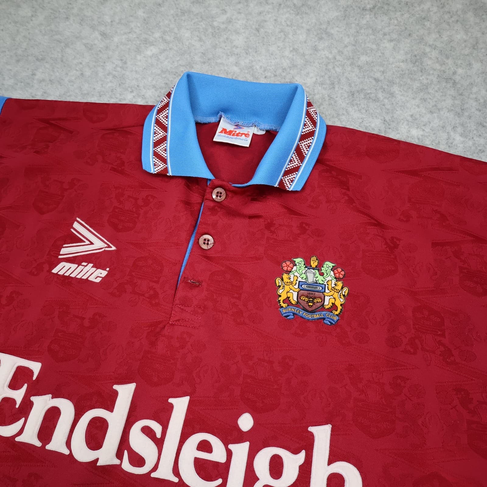 Vintage Burnley Football Shirt Mens Claret Home 1993 1995 Mitre Football photo 6