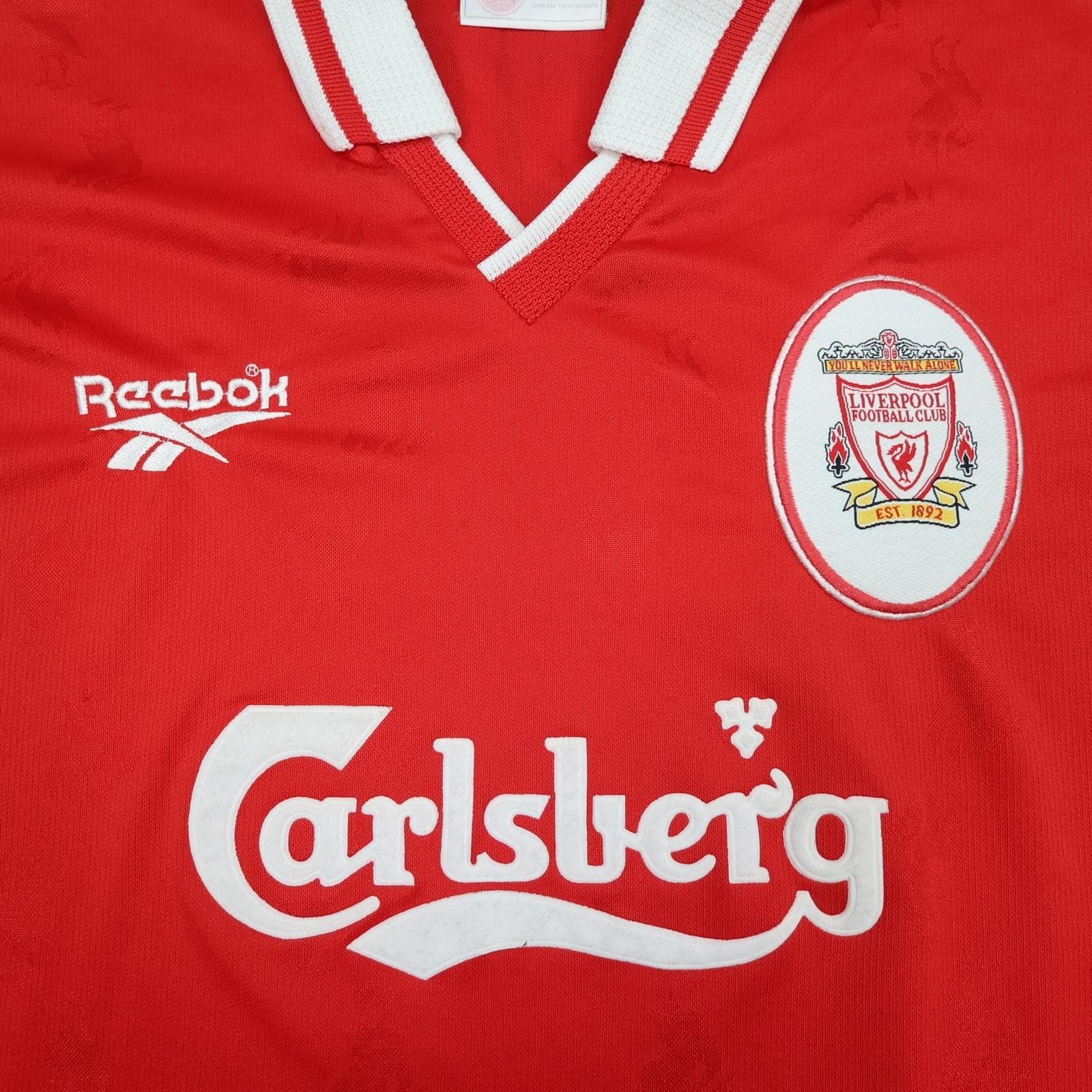 Vintage Liverpool Shirt Mens Large Red Home 1996 1997 Reebok Fowler 9 Carlsberg photo 4
