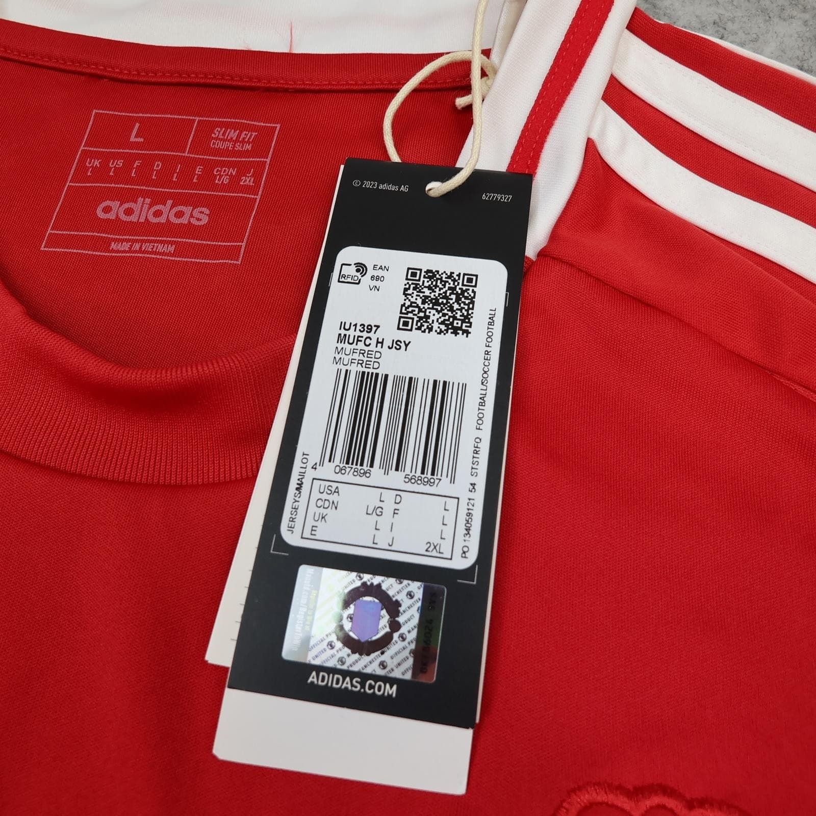 Manchester United Shirt Mens Large Red Home 2024 2025 Adidas Snapdragon Jersey photo 7