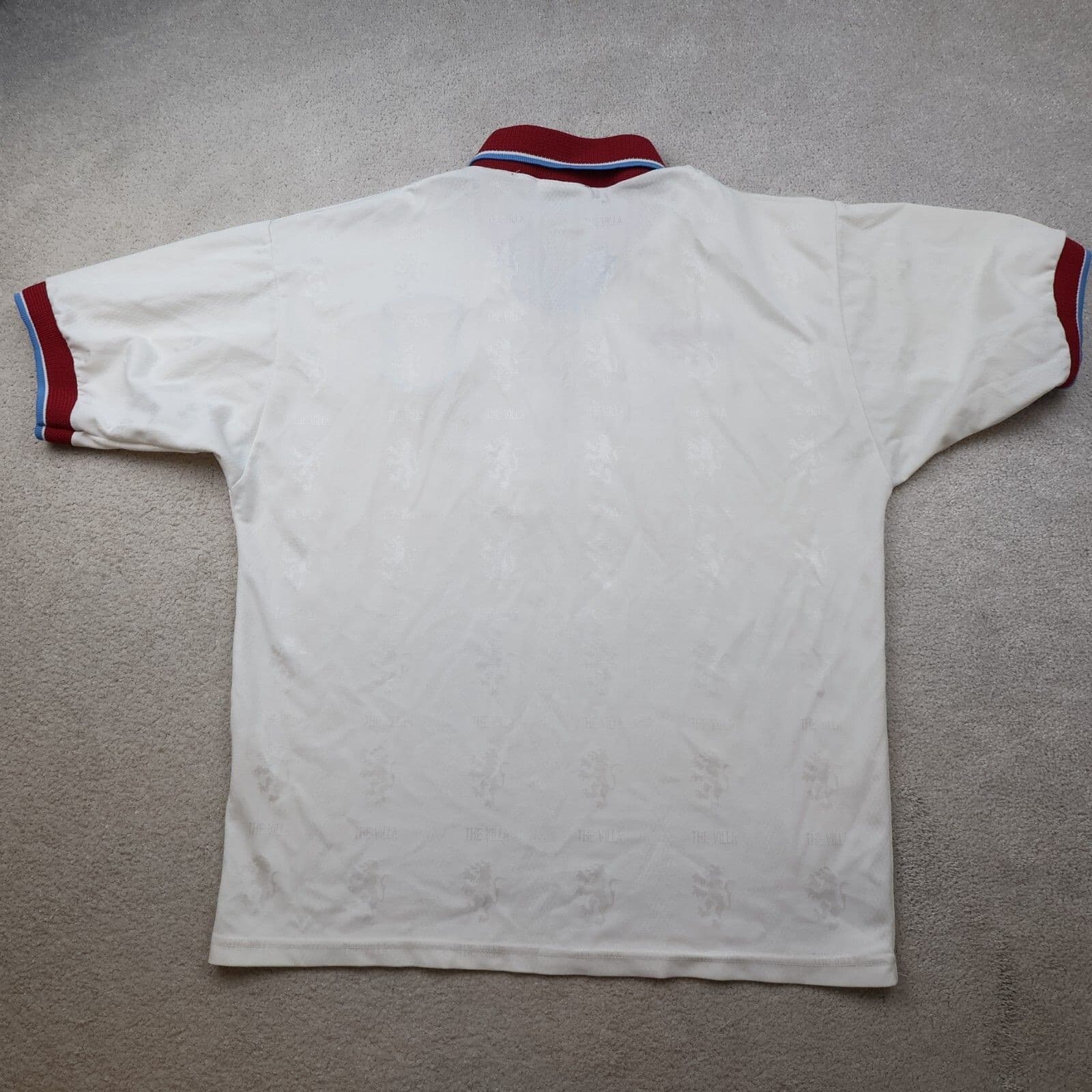 Vintage Aston Villa Shirt Large White Away Kit 1996 1997 1998 Reebok Jersey 40" photo 2