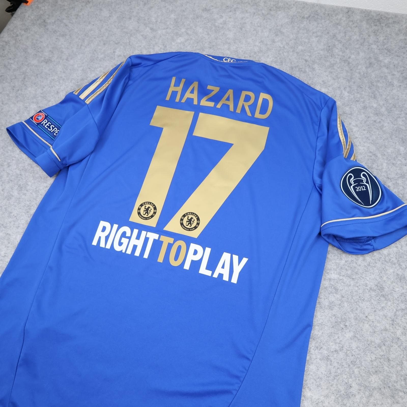 Chelsea Shirt Mens Large Blue Home 2012 2013 Adidas Hazard 17 Soccer Jersey photo 9