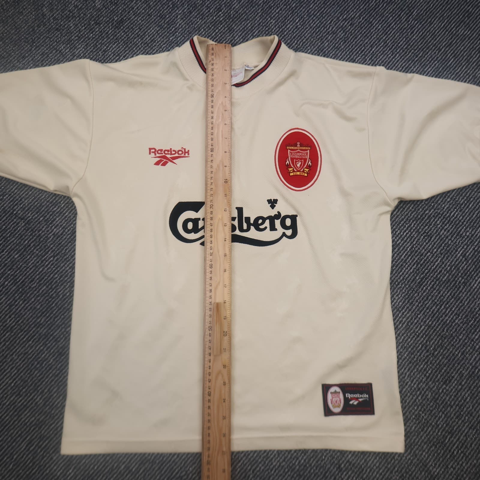 Vintage Liverpool Shirt Medium Beige Away Kit 1996 1997 Reebok Jersey 38/40 90s photo 14