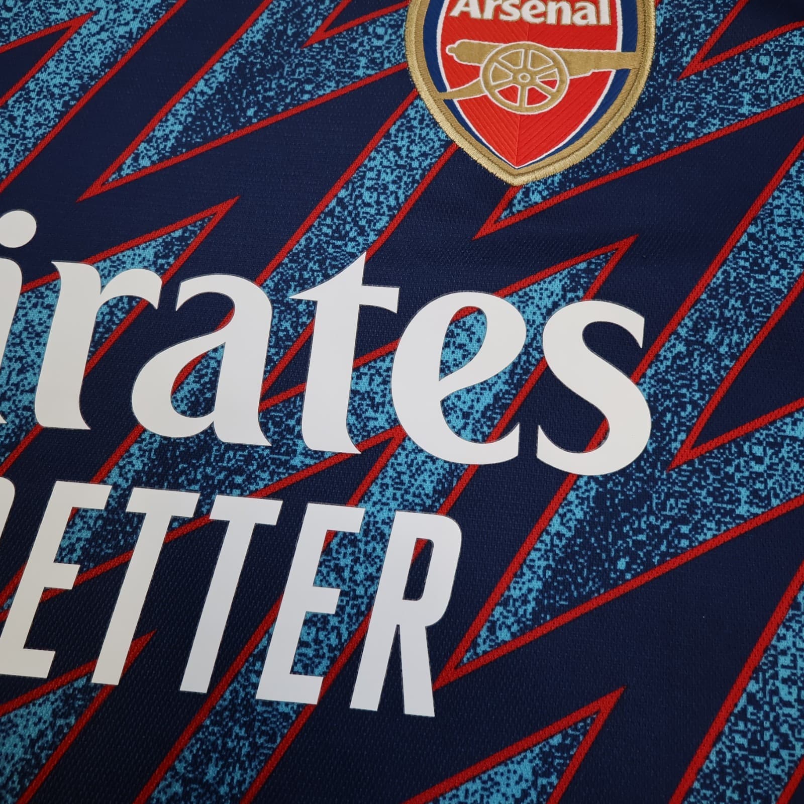 Arsenal Shirt Large Blue Third Kit 2021 2022 Adidas Football Jersey Saka Soccer photo 5