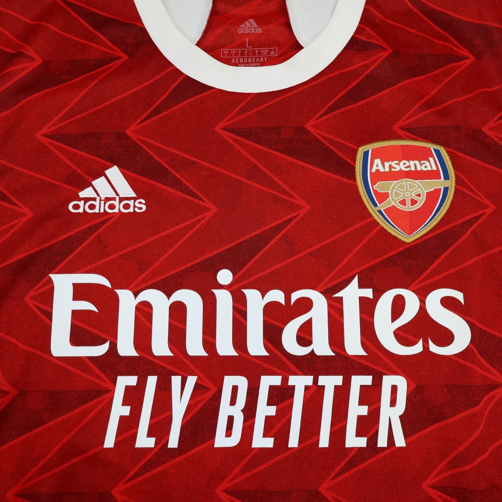 Arsenal Shirt Mens Large Red Home 2020 2021 EPL Football Adidas Emirates Saka 7 photo 8