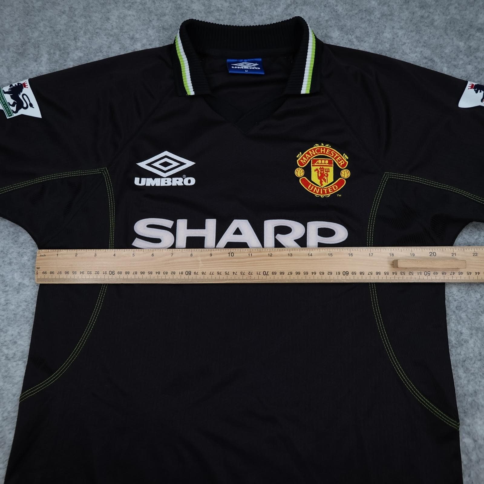 Vintage Manchester United Shirt Mens Medium Black 3rd Kit 1998 1999 Umbro Stam 6 photo 14