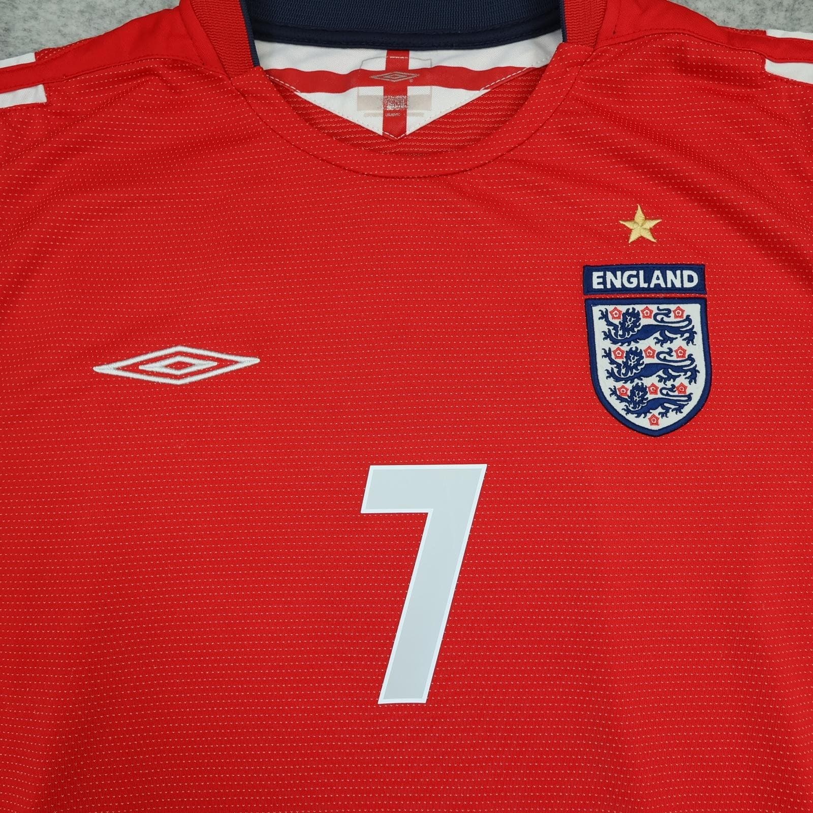 Vintage England Away Shirt Mens XL Red 2004 2006 Football Umbro Beckham Jersey photo 5