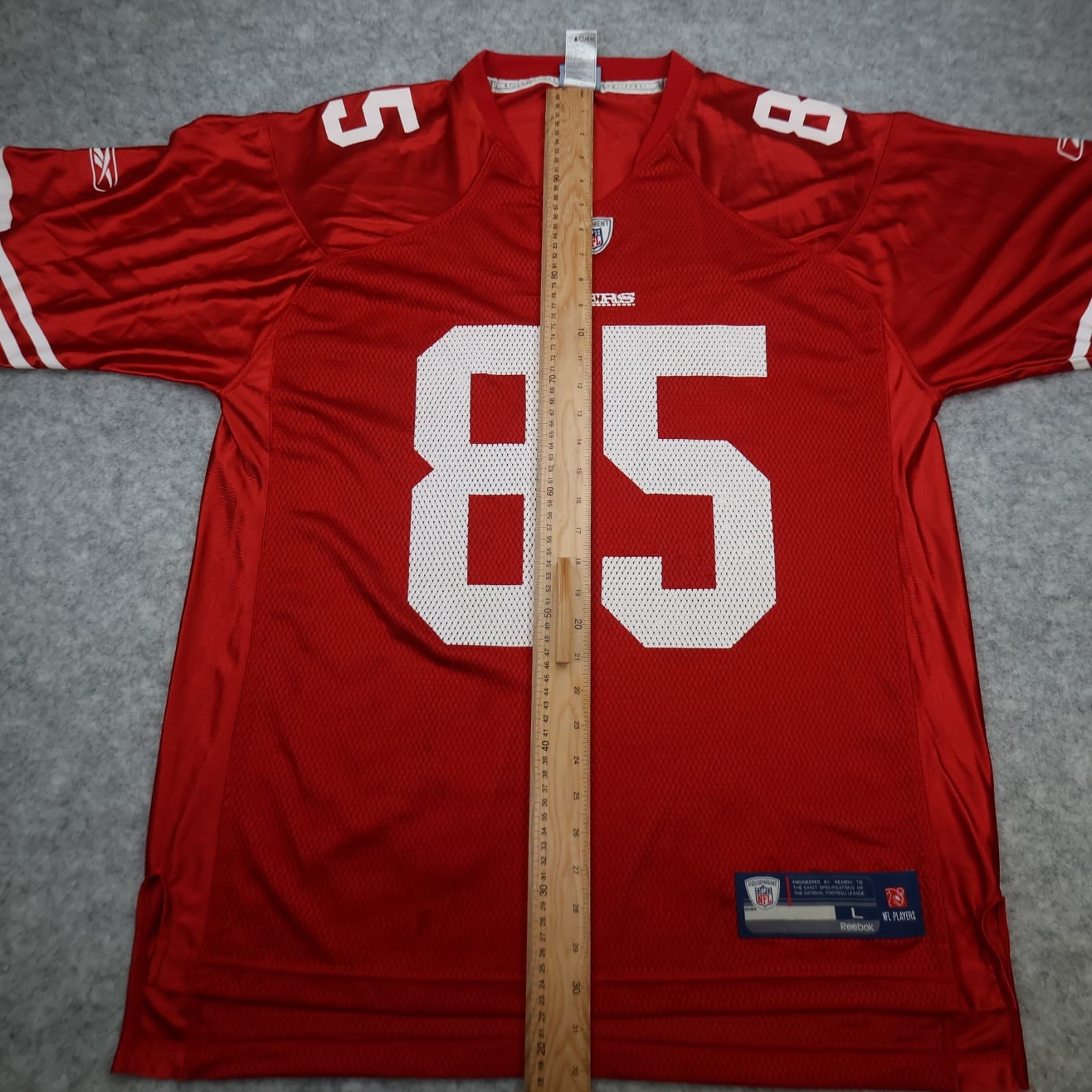 San Francisco 49ers Jersey Large Red Shirt 2009 2011 NFL Vernon Davis Reebok photo 12