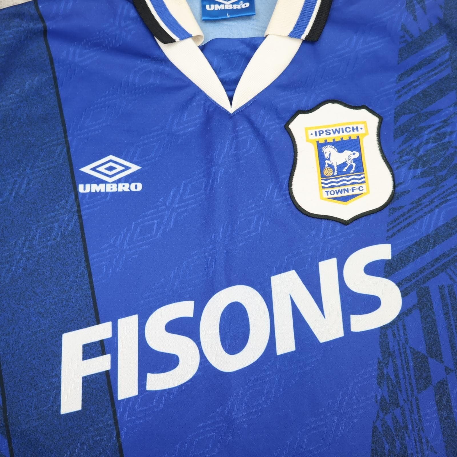 Vintage Ipswich Town Shirt Mens Large Blue Home 1994 1995 Umbro Fisons Jersey photo 3