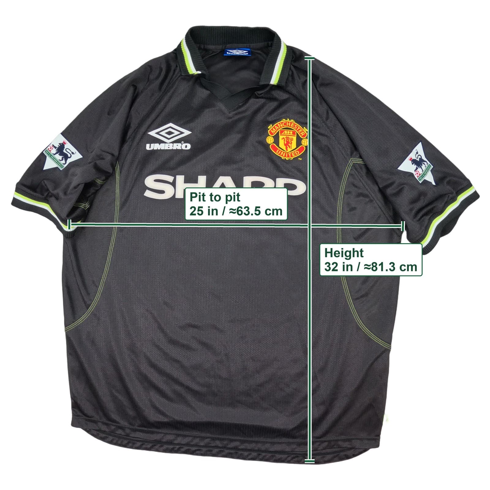 Manchester United Football Shirt 2XL Black Third 1998 1999 Umbro Solskjaer 20 photo 3