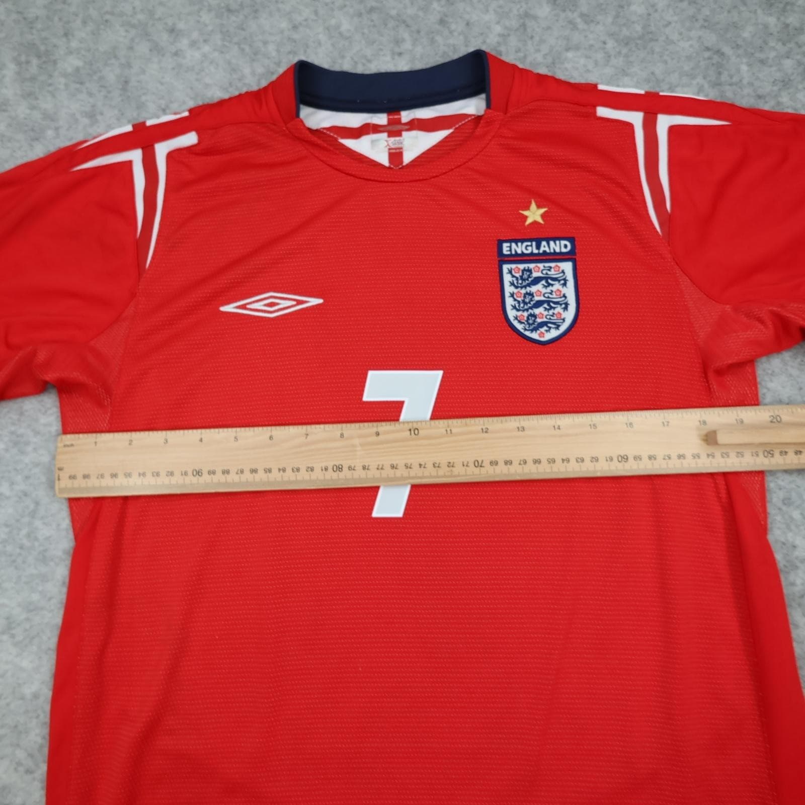 Vintage England Shirt Mens Medium Red Away 2004 2005 Soccer Umbro Beckham 7 photo 11