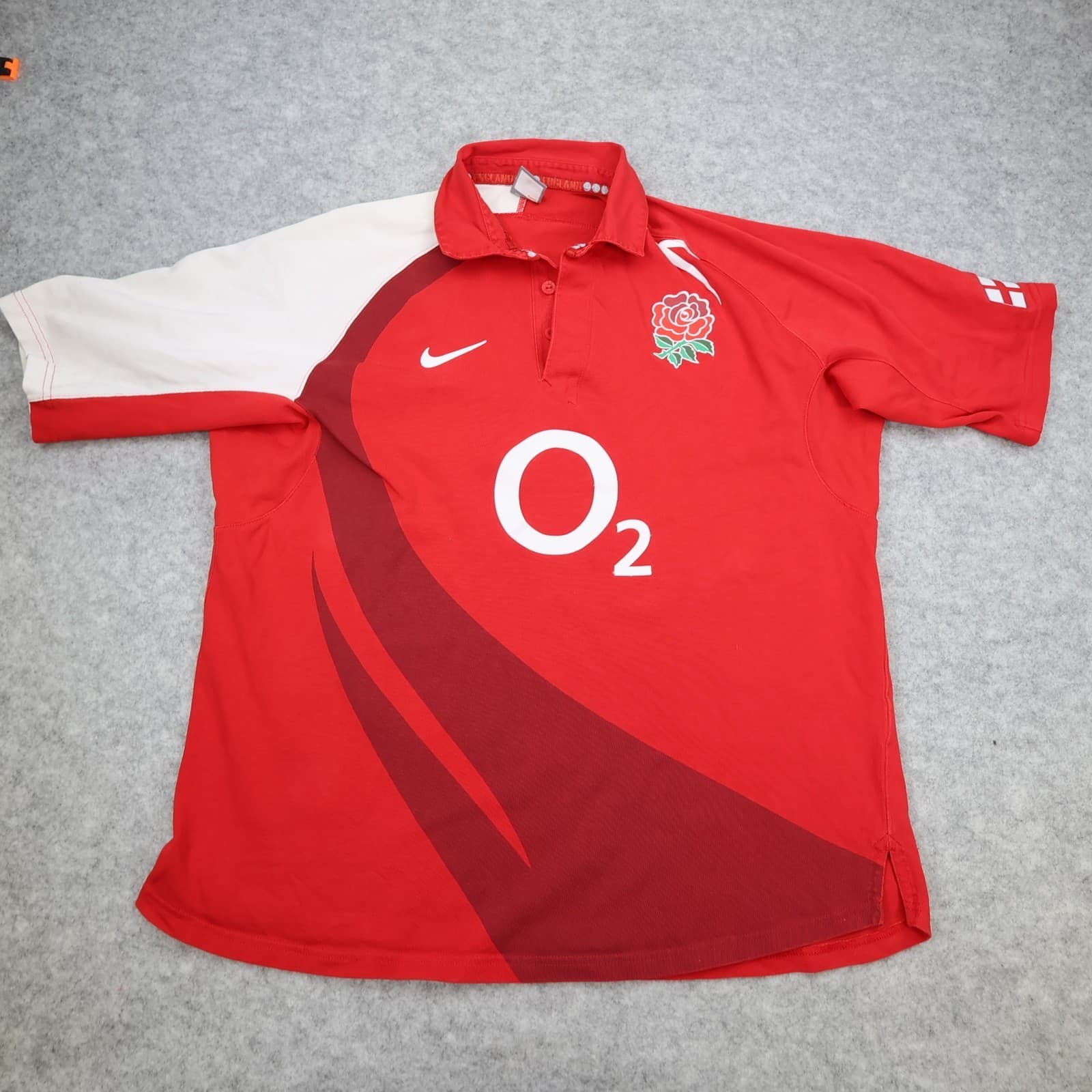 England Rugby Shirt 2XL Red Away Kit 2002 2003 Nike Jersey O2 XXL