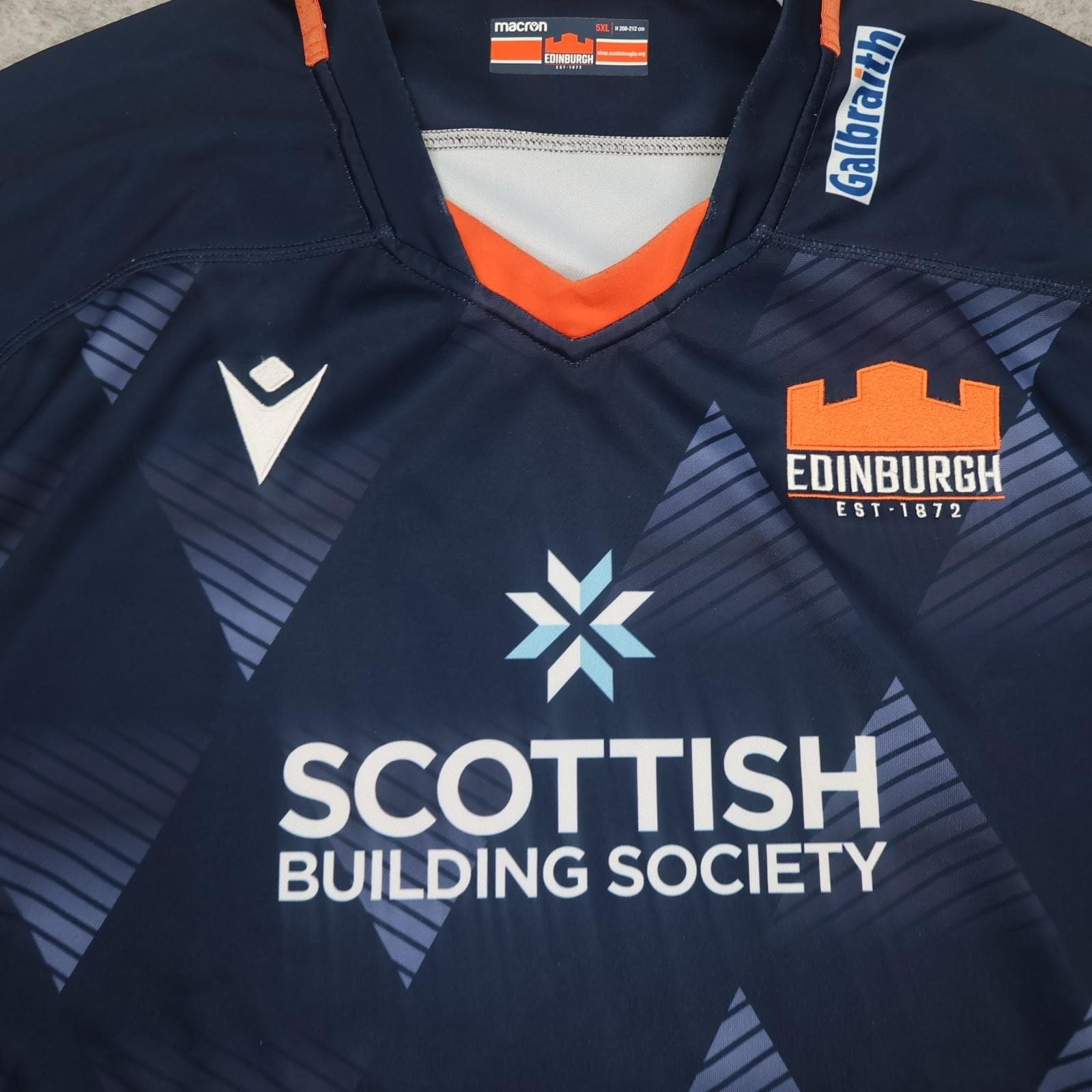 Edinburgh Rugby Shirt Mens 3XL Navy Rugby Union Macron Scottish 2022 2023 Jersey photo 3