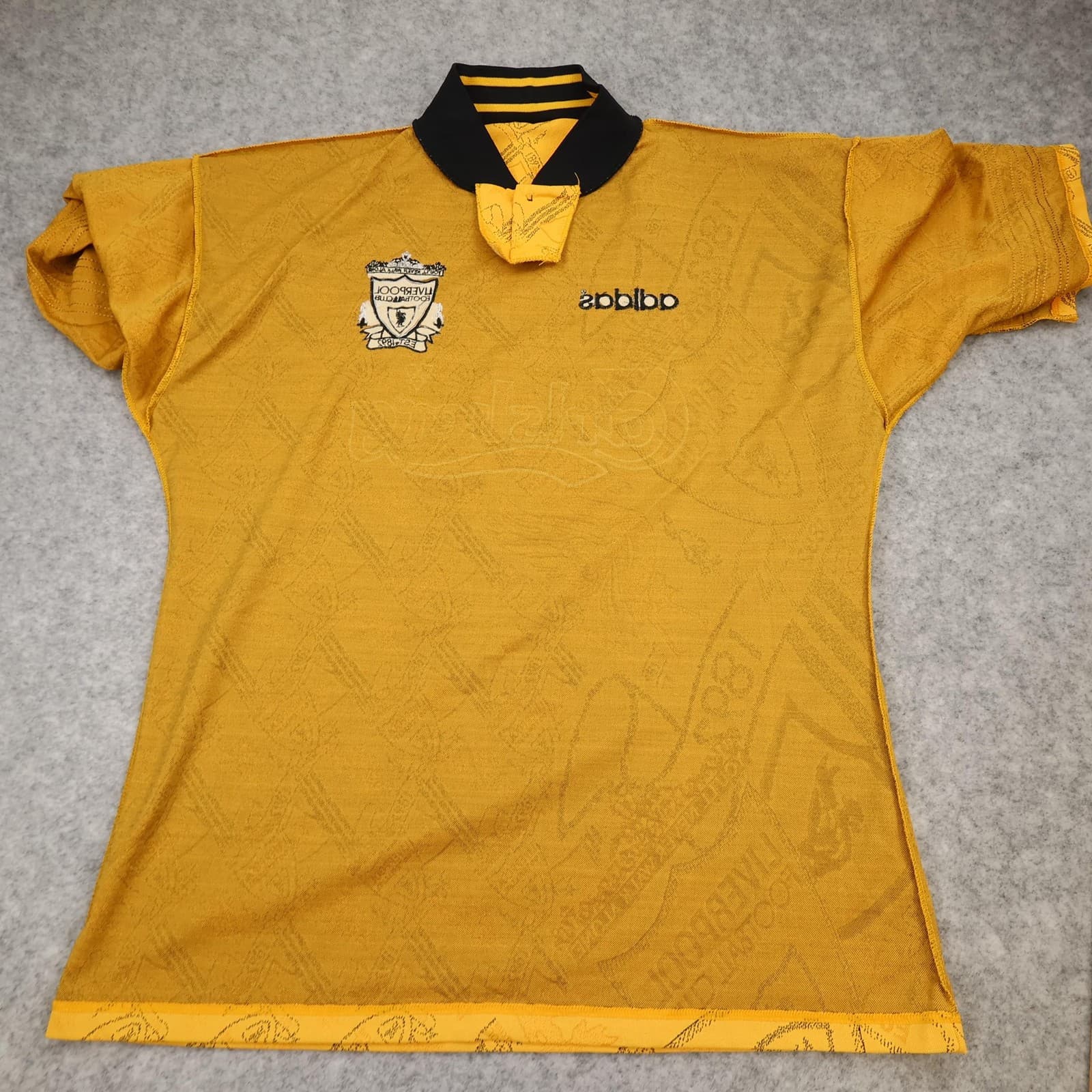 Liverpool Shirt Mens Large Third Yellow 1994 1996 Adidas Carlsberg Soccer Jersey photo 17