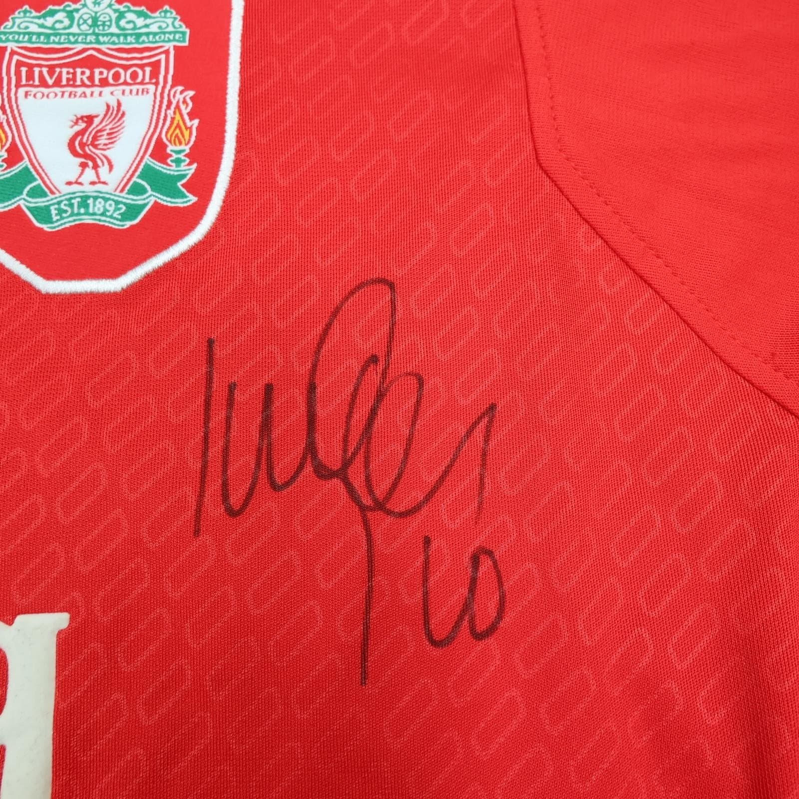Vintage Liverpool Shirt Mens Large Red Home 2004 2006 Reebok Carlsberg Signed photo 4