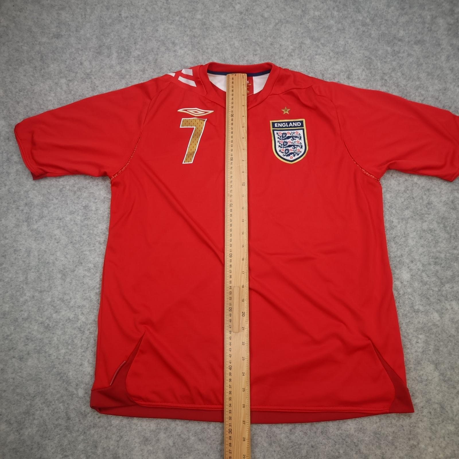 England Away Shirt Mens Large Red 2006 2008 Football Umbro Beckham 7 Jersey photo 10