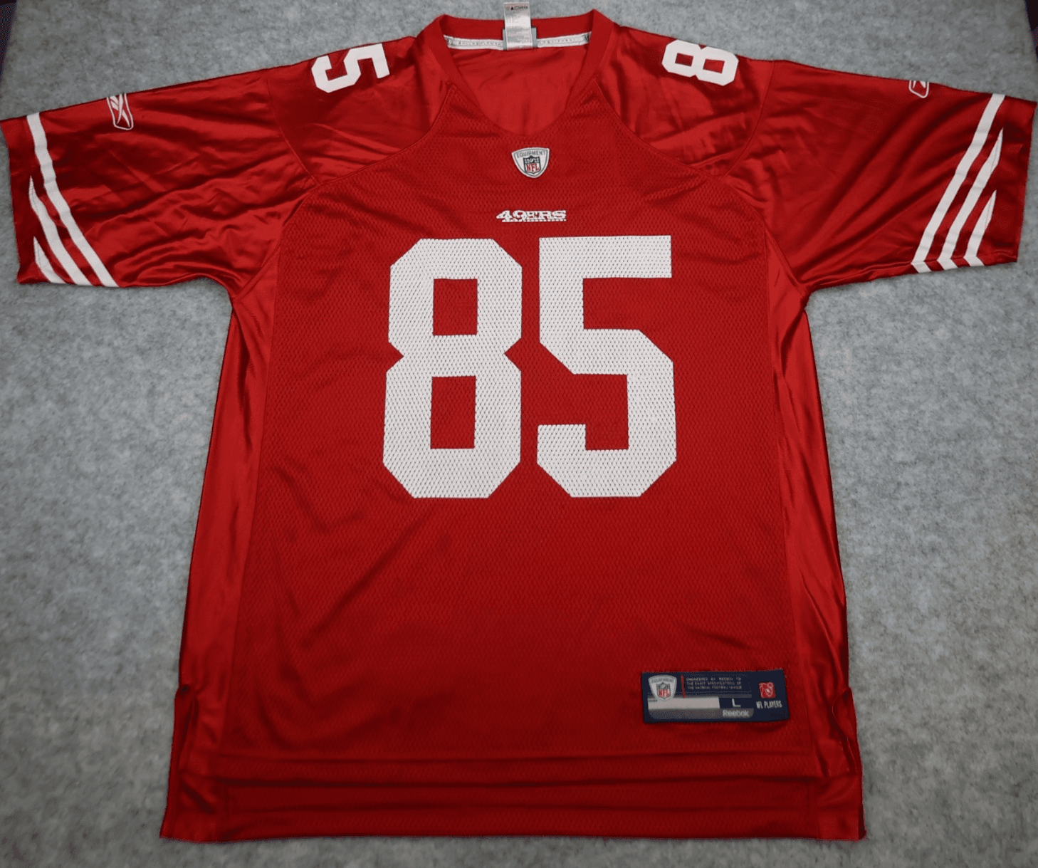 San Francisco 49ers Jersey Large Red Shirt 2009 2011 NFL Vernon Davis Reebok
