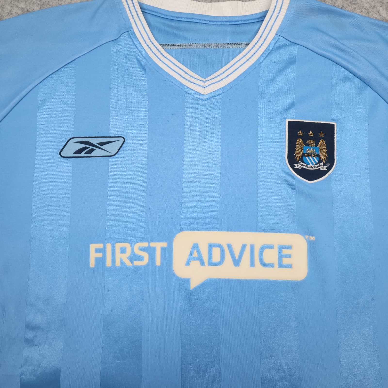 Vintage Manchester City Shirt 2XL Blue Home Kit 2003 2004 Reebok Soccer Jersey photo 5