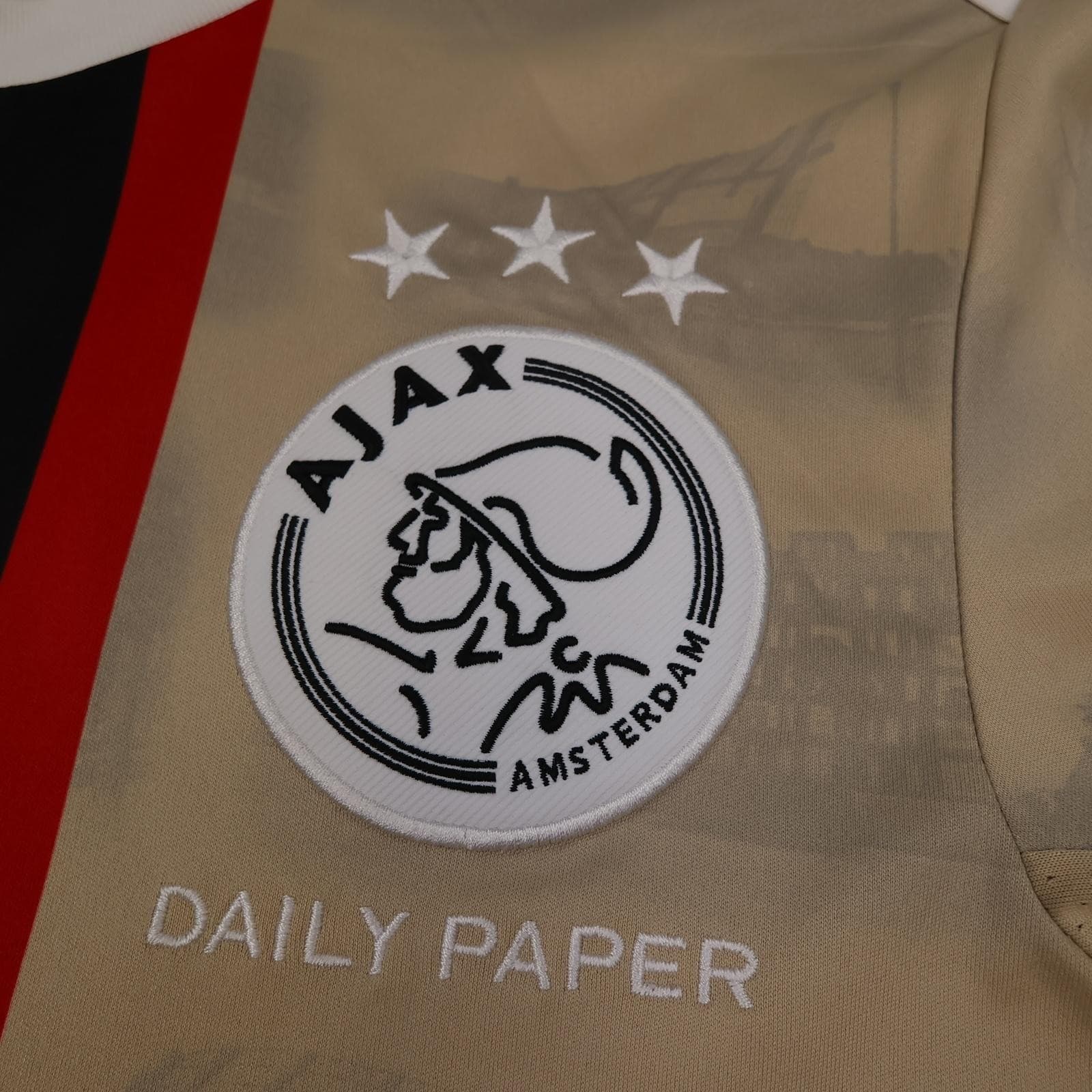Ajax Shirt Mens Small Beige Daily Paper 2022 2023 Football Adidas Ziggo Jersey photo 6
