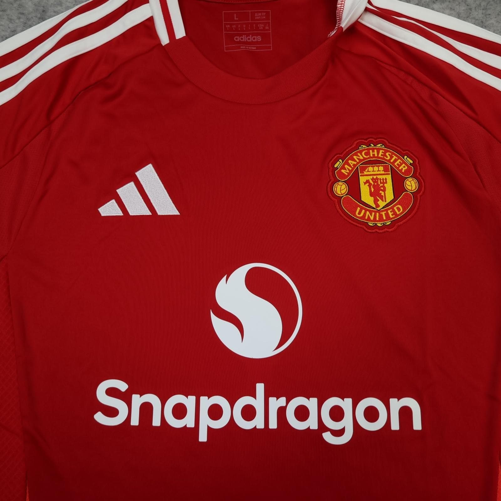 Manchester United Shirt Mens Large Red Home 2024 2025 Adidas Soccer Jersey photo 3