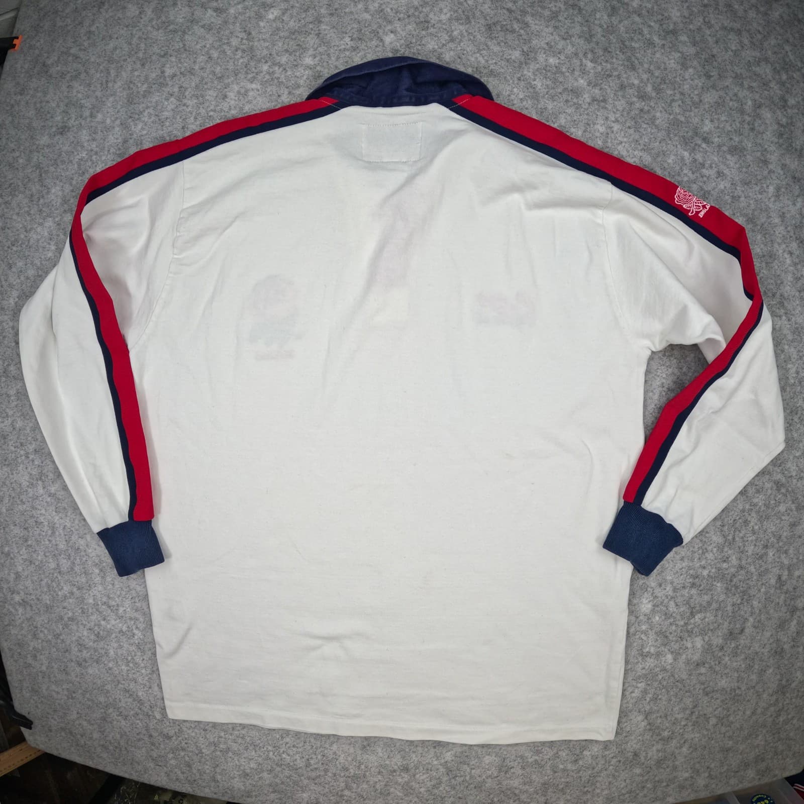 England Rugby Shirt Large White 1993-95 Cotton Traders Button Rugby Union photo 2