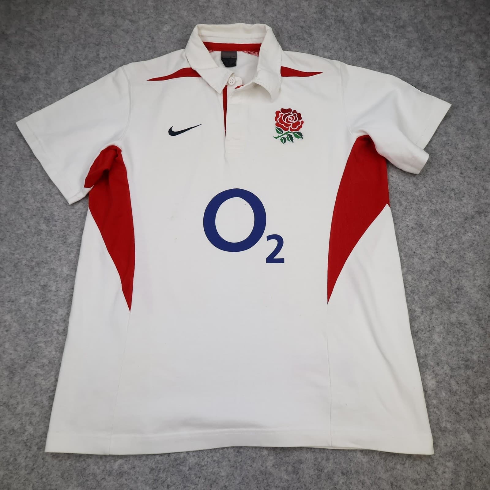 England Rugby Shirt Mens Large White Rugby Nike O2 Signed Jersey Martin Johnson