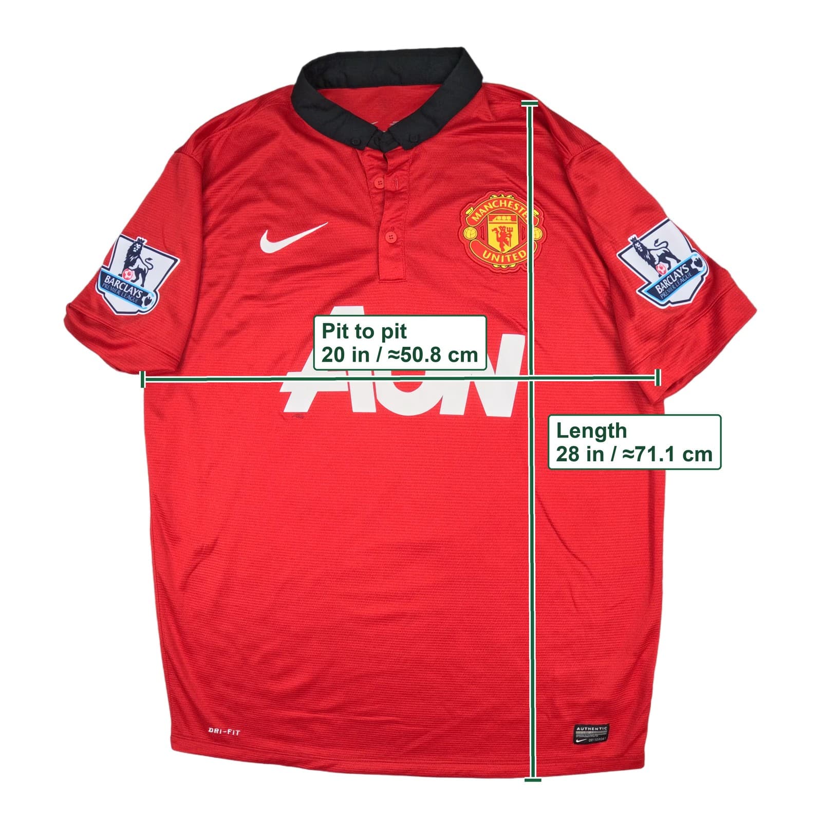 Manchester United Football Shirt Large Red Home 2013 2014 Nike 10 Rooney Jersey photo 3