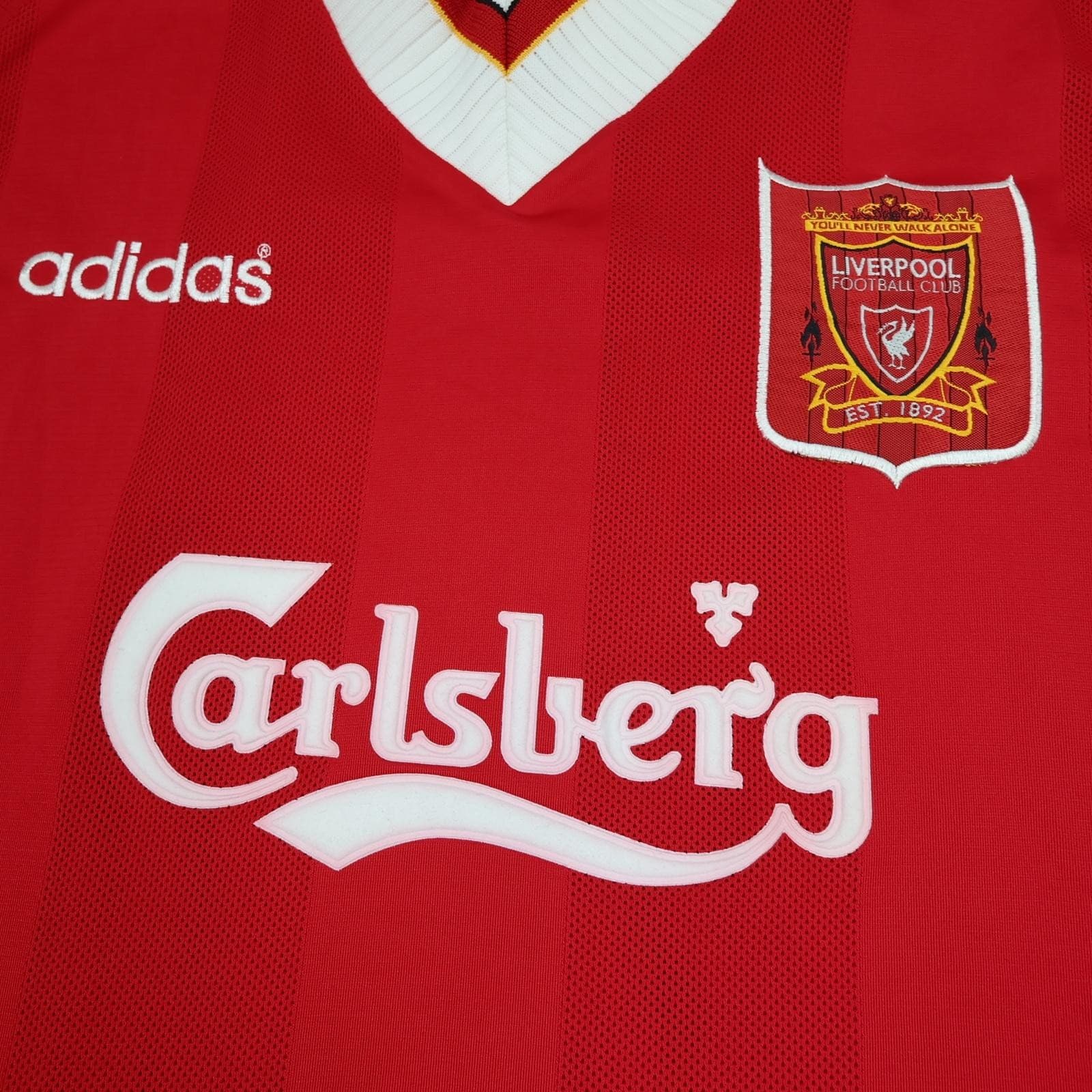 Vintage Liverpool Shirt Mens XL Red Home 1995 1996 Football Soccer Adidas Jersey photo 3