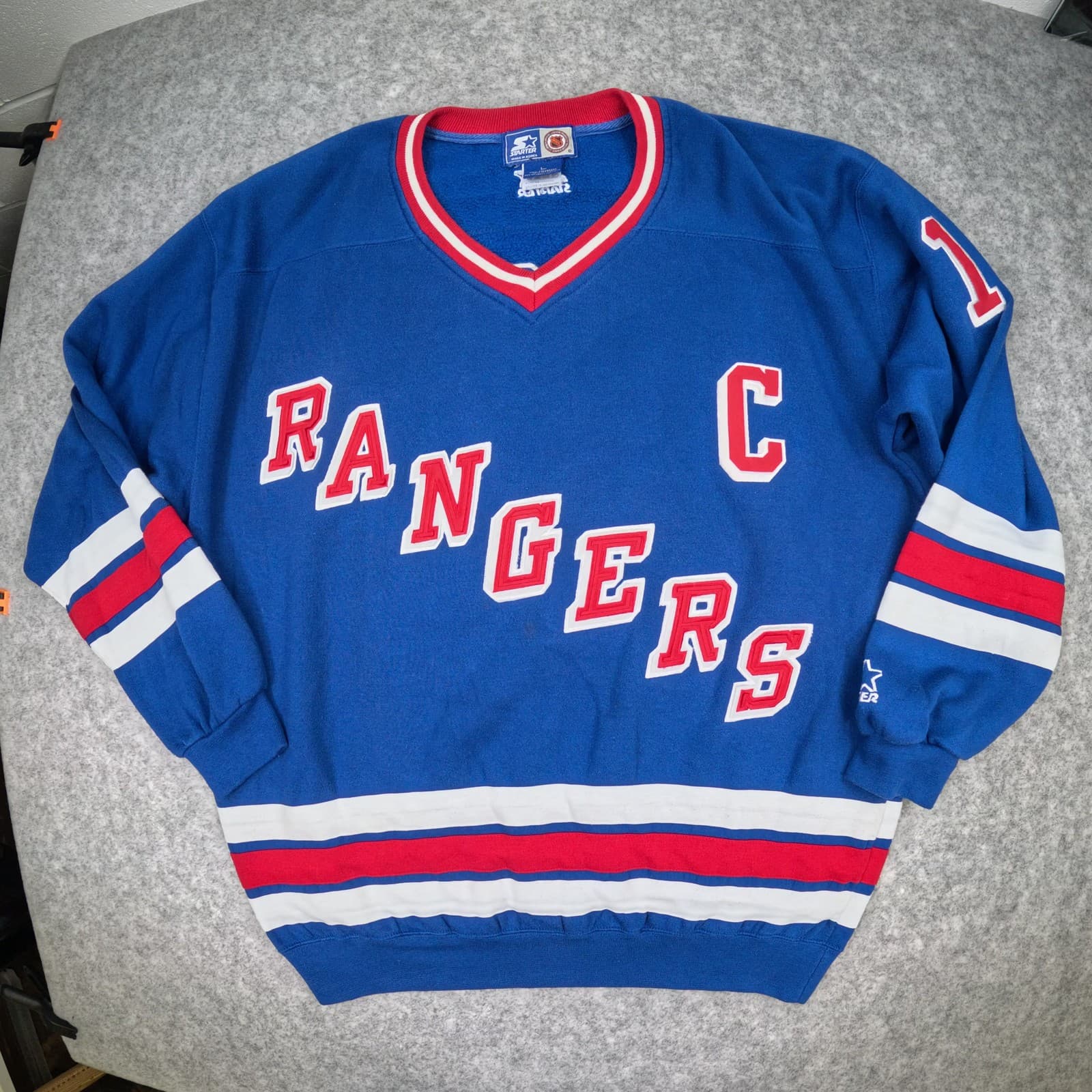 New York Rangers Jersey Large Blue Starter Messier 11 Long Sleeve Ice Hockey 90s photo 2