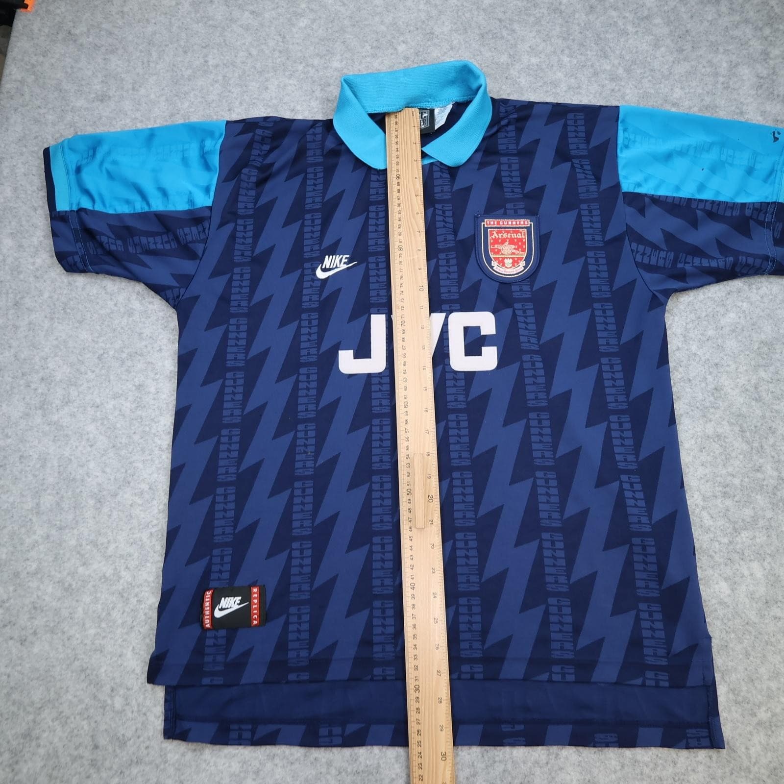 Vintage Arsenal Away Shirt Mens XL Blue 1994 1995 Football Nike JVC Jersey photo 14