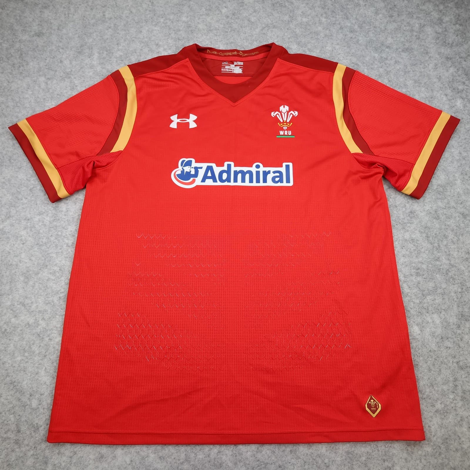 Wales Rugby Shirt Mens XL Red Rugby Union Under Armour Admiral 2016 Jersey