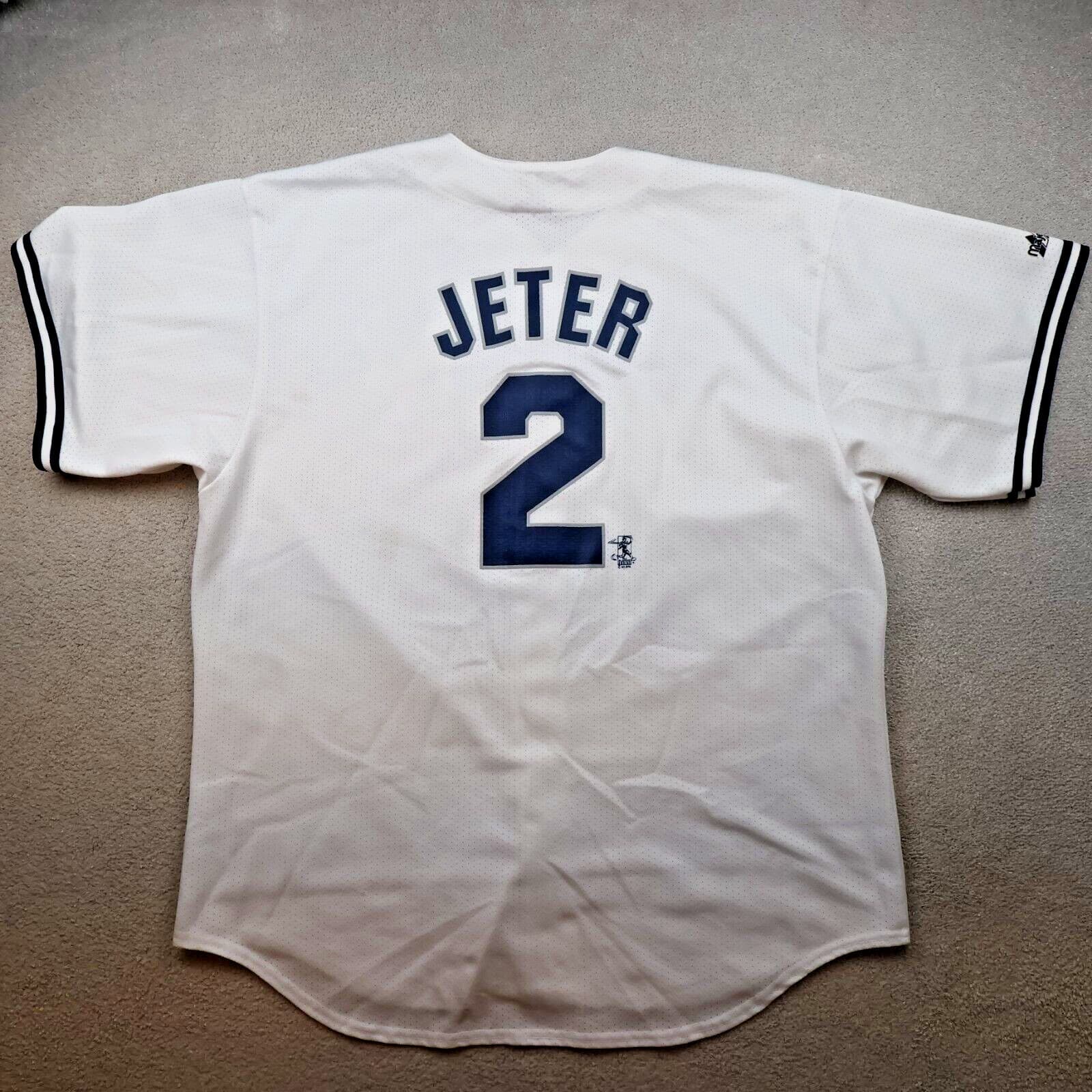 Vintage New York Yankees Jersey 2XL White Majestic Baseball Shirt Derek Jeter