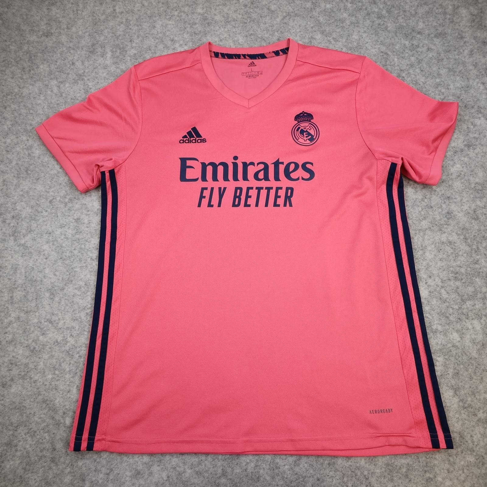 Real Madrid Shirt Mens Large Pink Away 2020 2021 Football Adidas Benzema 9 photo 2