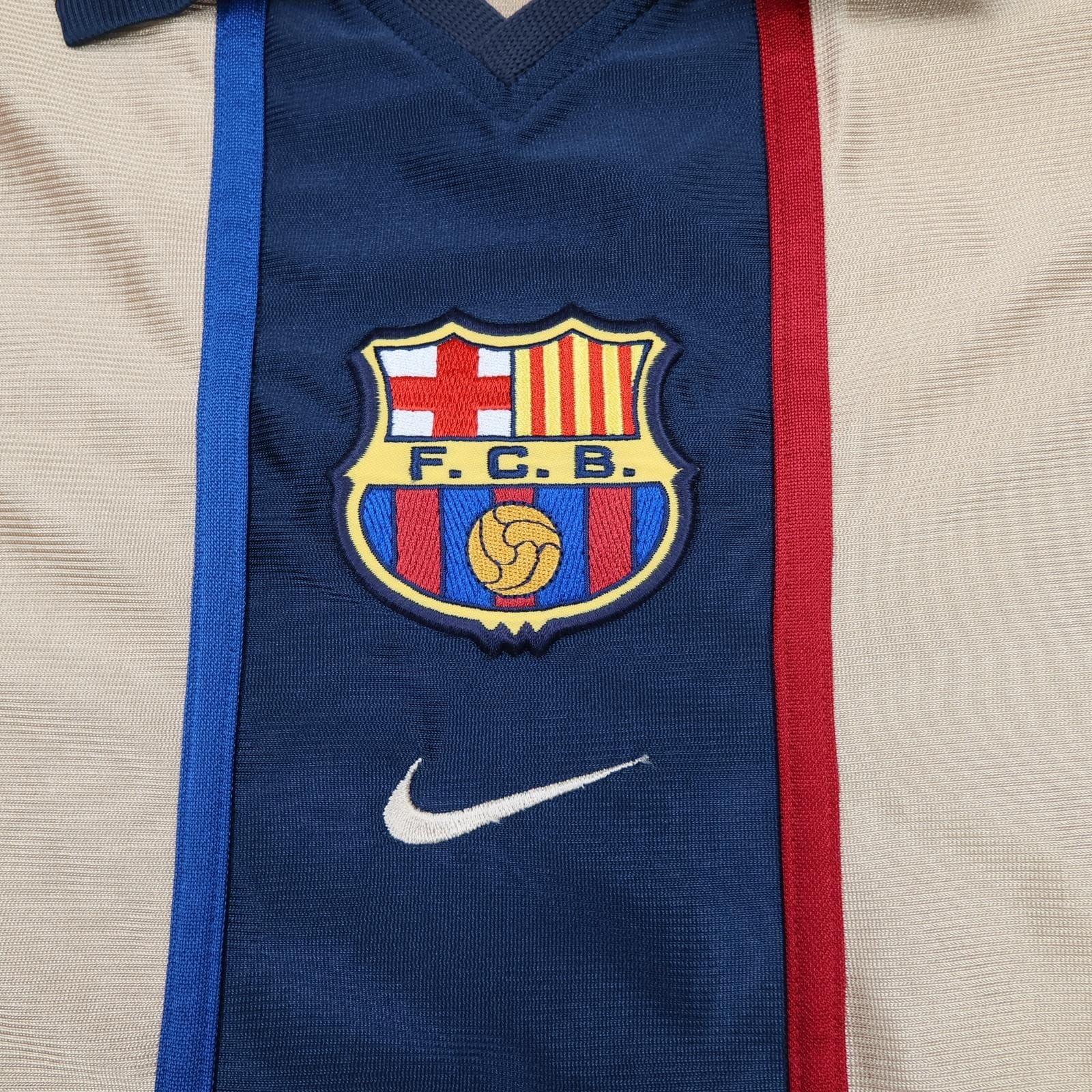 Vintage Barcelona Shirt Mens Extra Large Gold Away 2001 2002 Football Nike photo 3