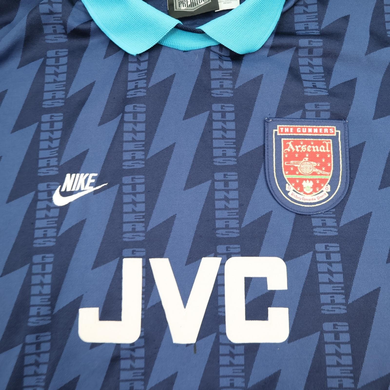 Vintage Arsenal Away Shirt Mens XL Blue 1994 1995 Football Nike JVC Jersey photo 4