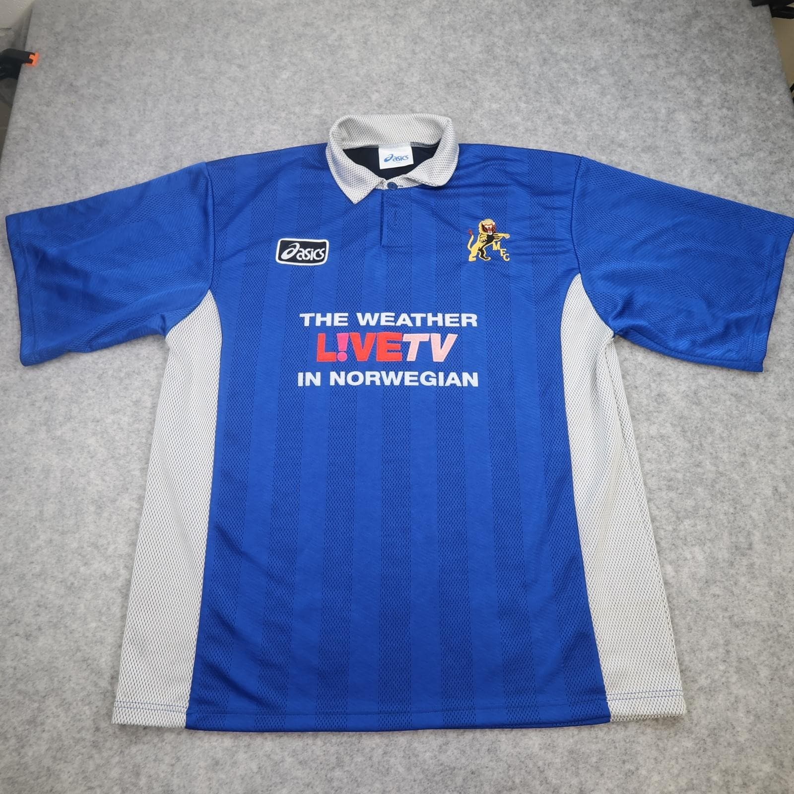 Vintage Millwall Shirt Mens 2XL Blue 1997 1999 Asics LIVETV Norwegian 90s Jersey